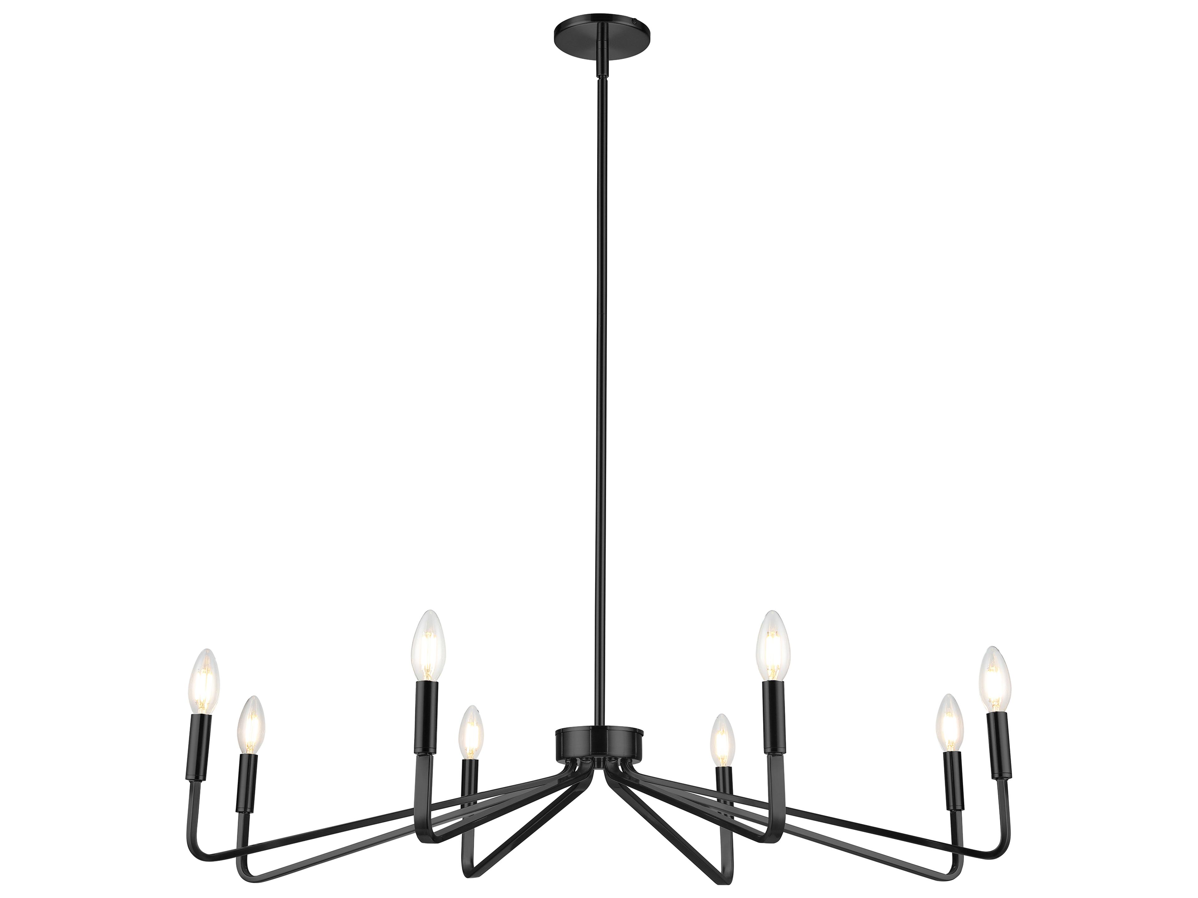 Dainolite Clayton 8-Light Matte Black Candelabra Chandelier