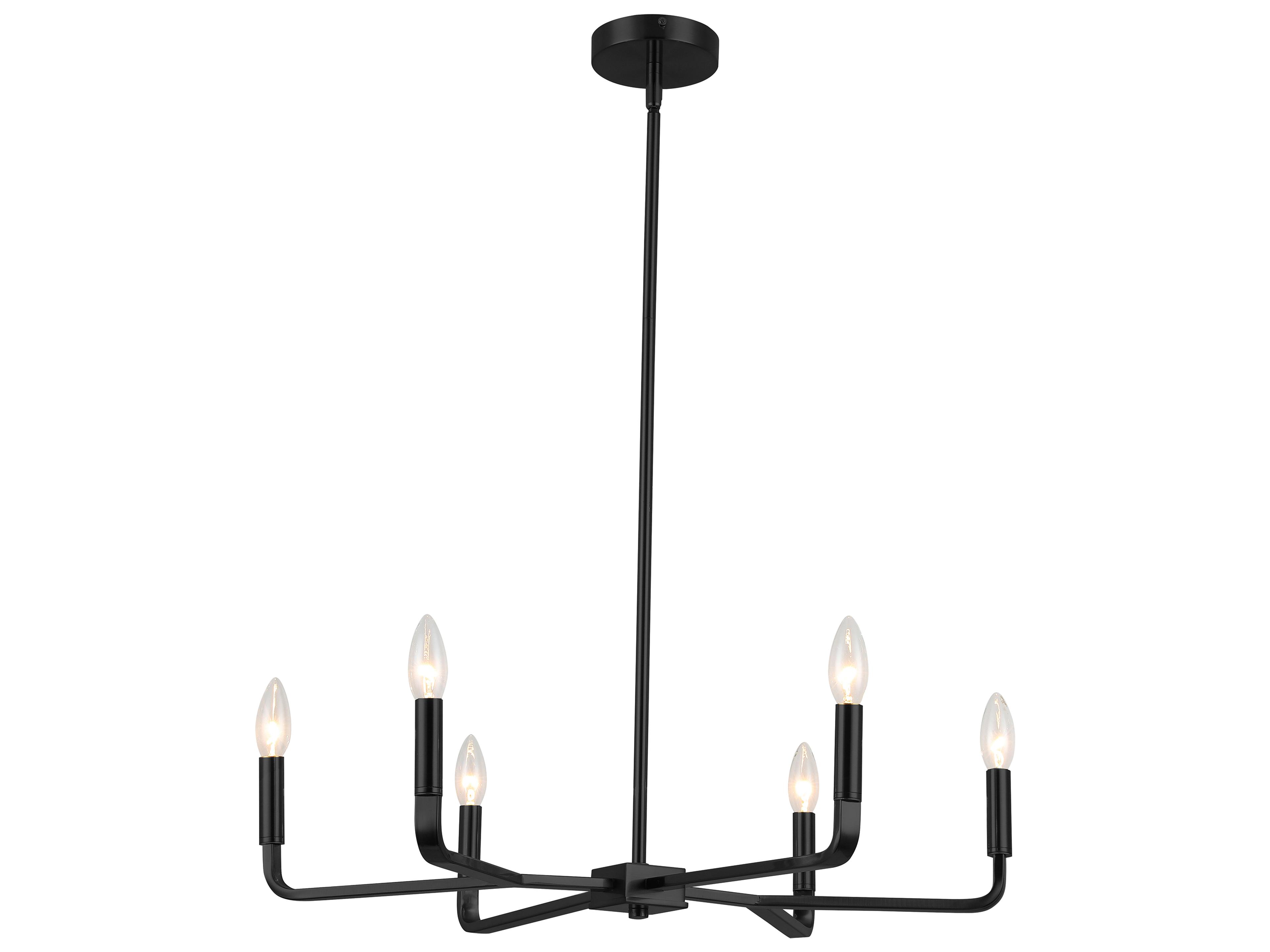 Dainolite Colette 6-Light Matte Black Candelabra Chandelier