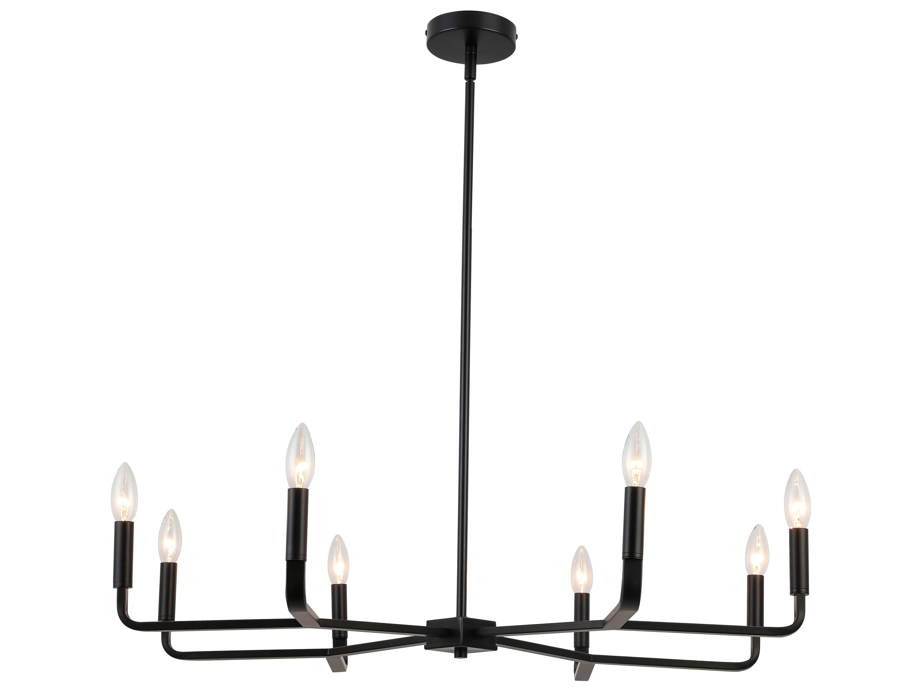 Dainolite Colette 8-Light Matte Black Candelabra Chandelier