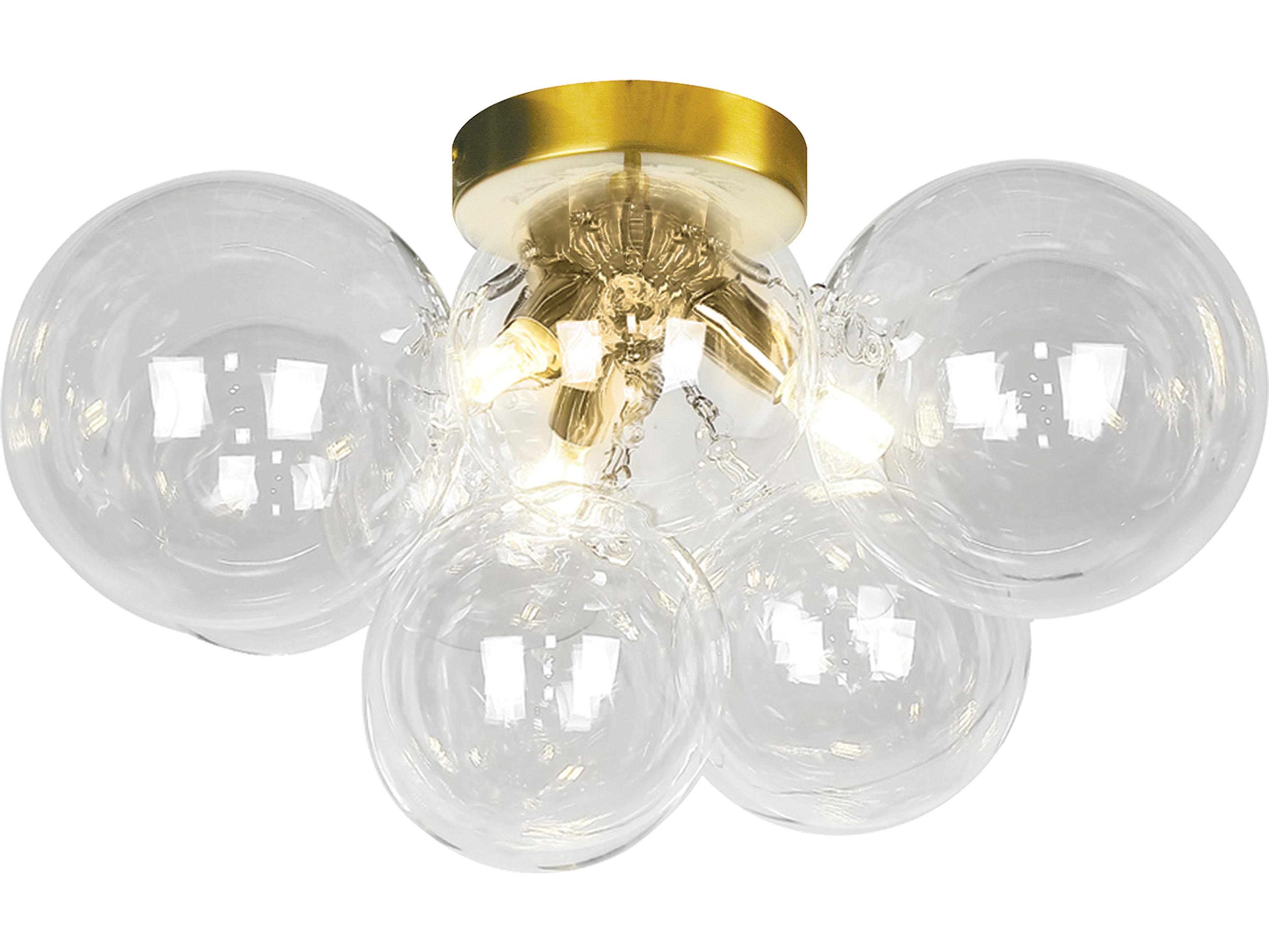 Dainolite Comet 3-Light Aged Brass Globe Flush Mount