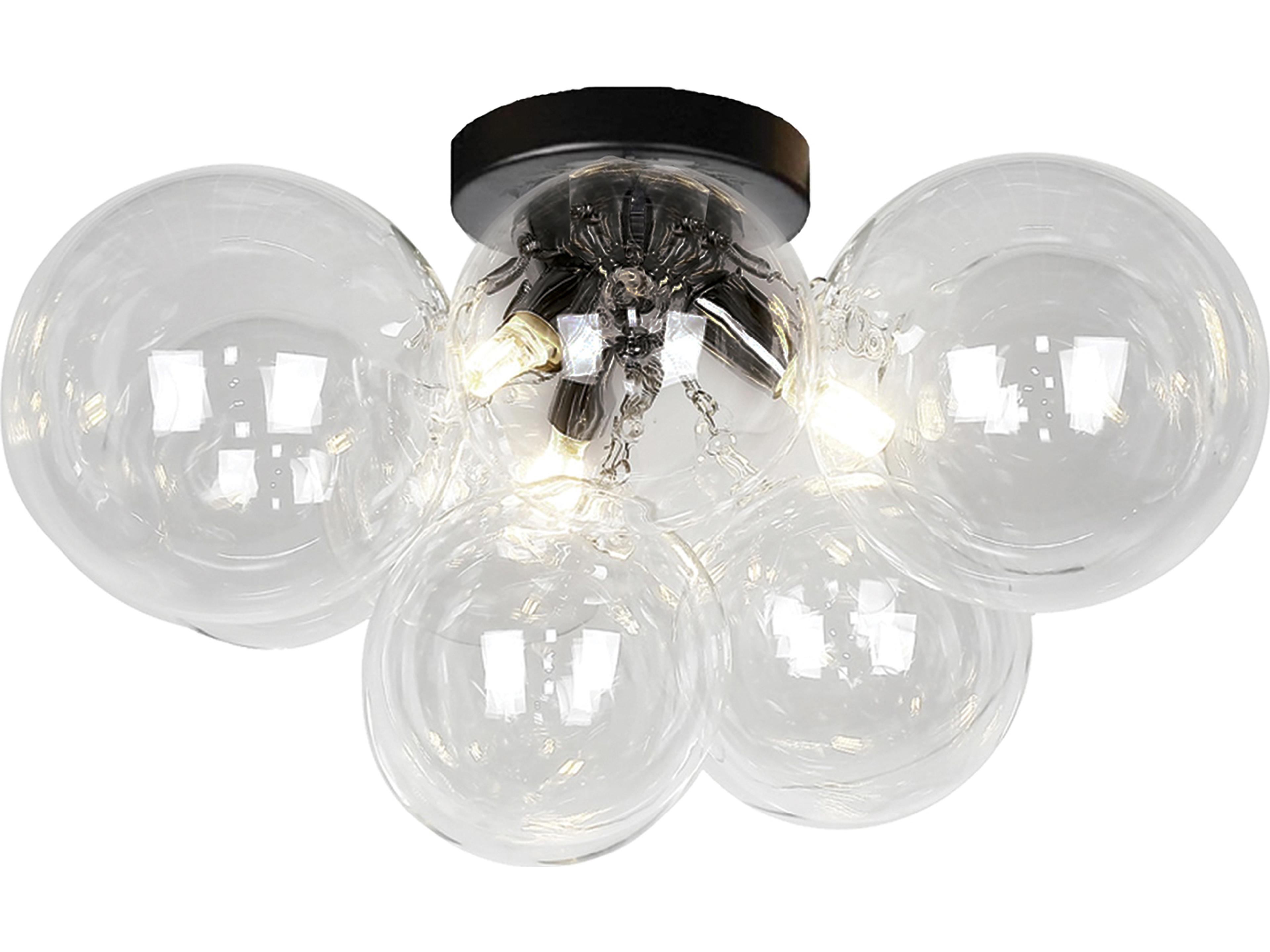 Dainolite Comet 3-Light Matte Black Globe Flush Mount