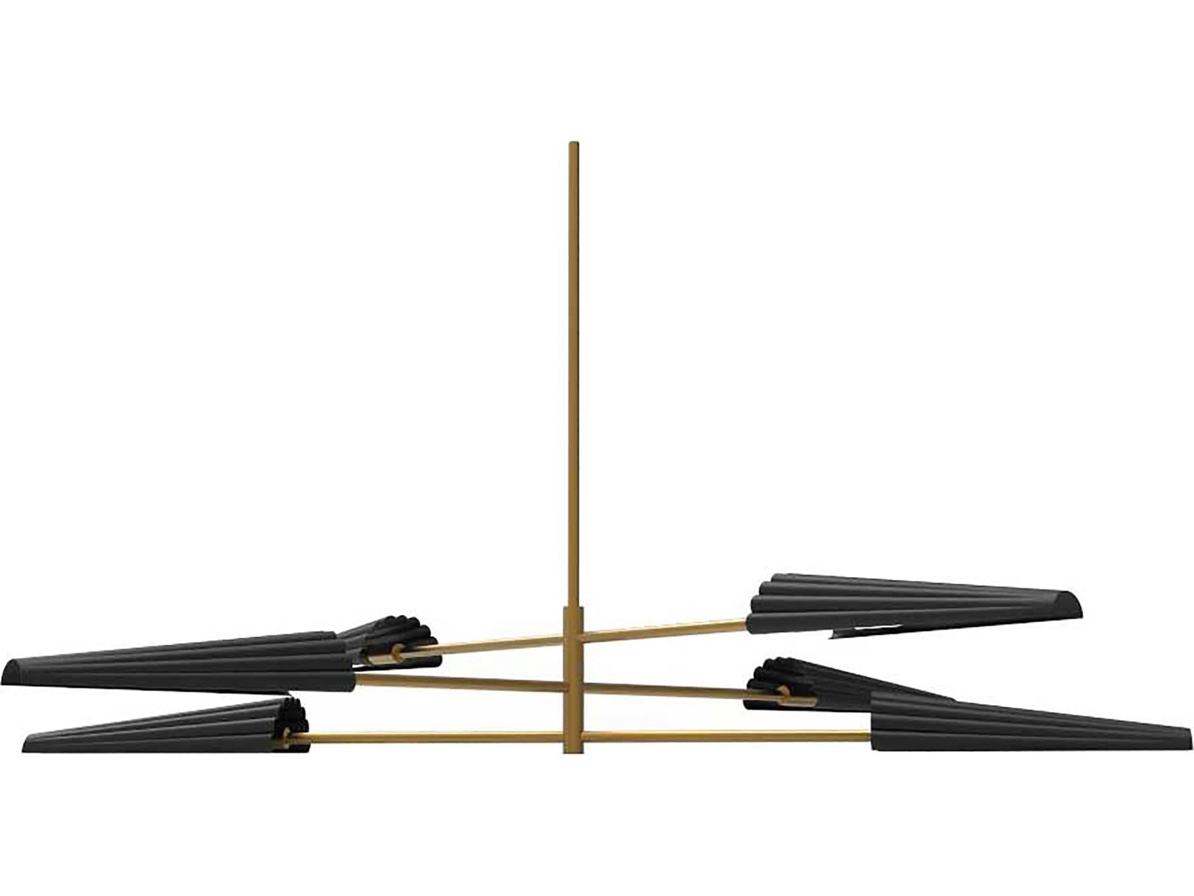 Dainolite Cassie 6-Light Aged Brass Matte Black Linear Tiered Chandelier