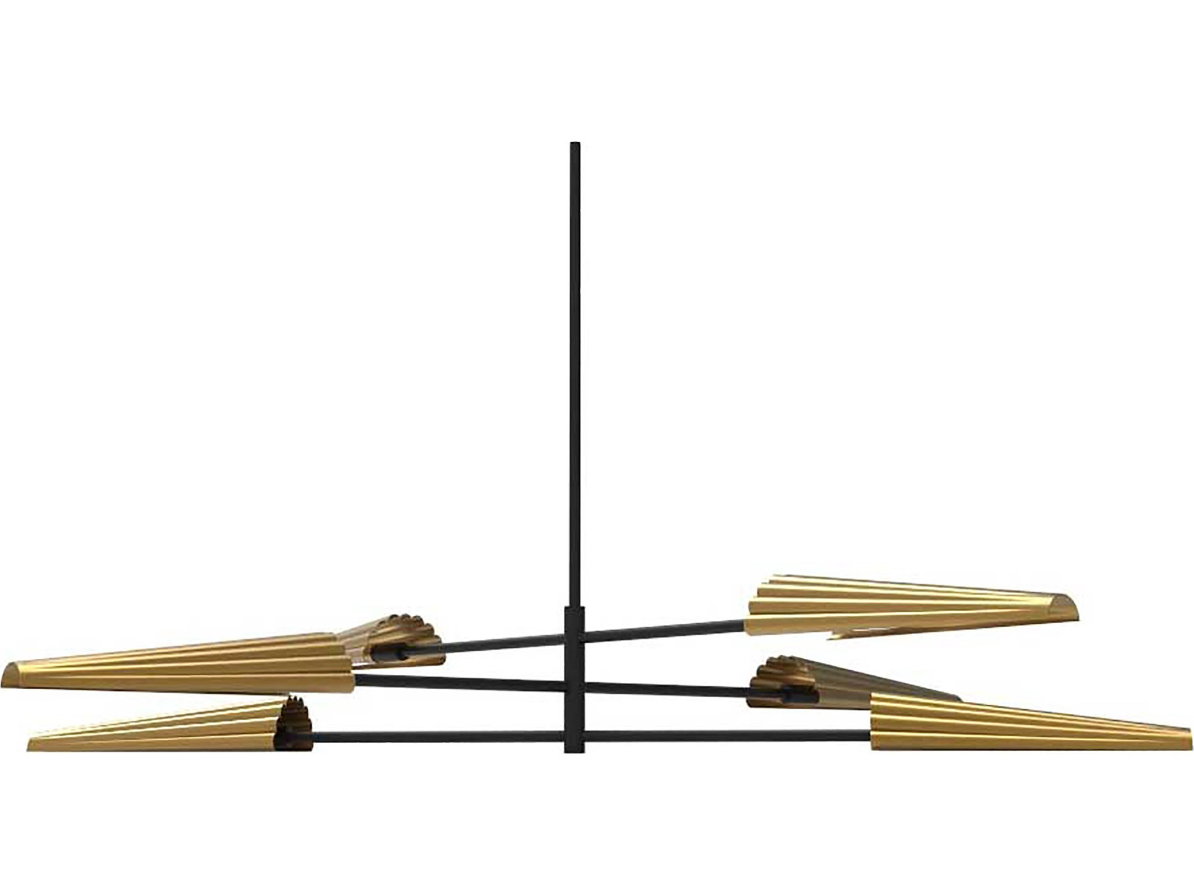 Dainolite Cassie 6-Light Matte Black Aged Brass Linear Tiered Chandelier