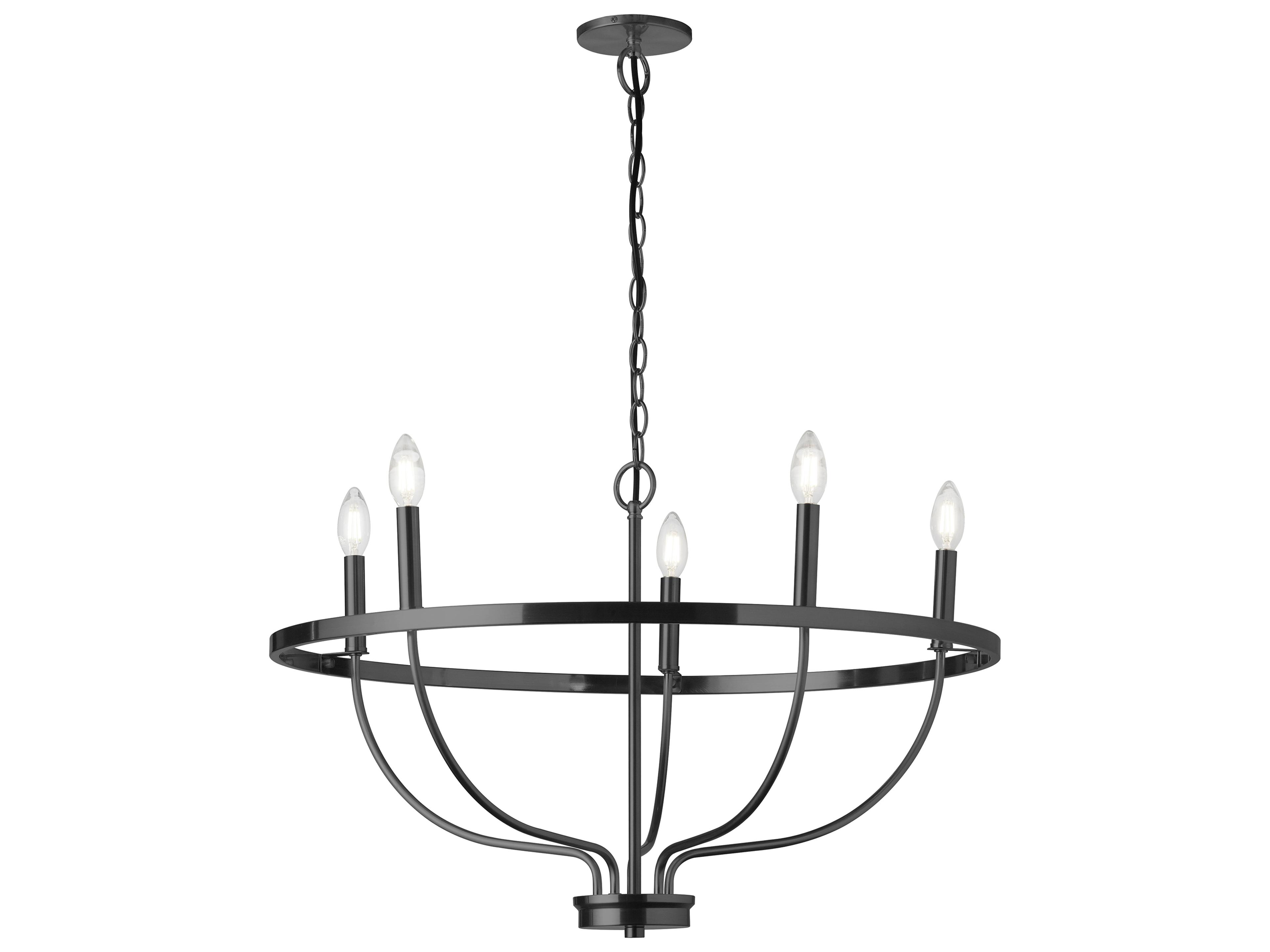 Dainolite Cesar 5-Light Matte Black Candelabra Chandelier