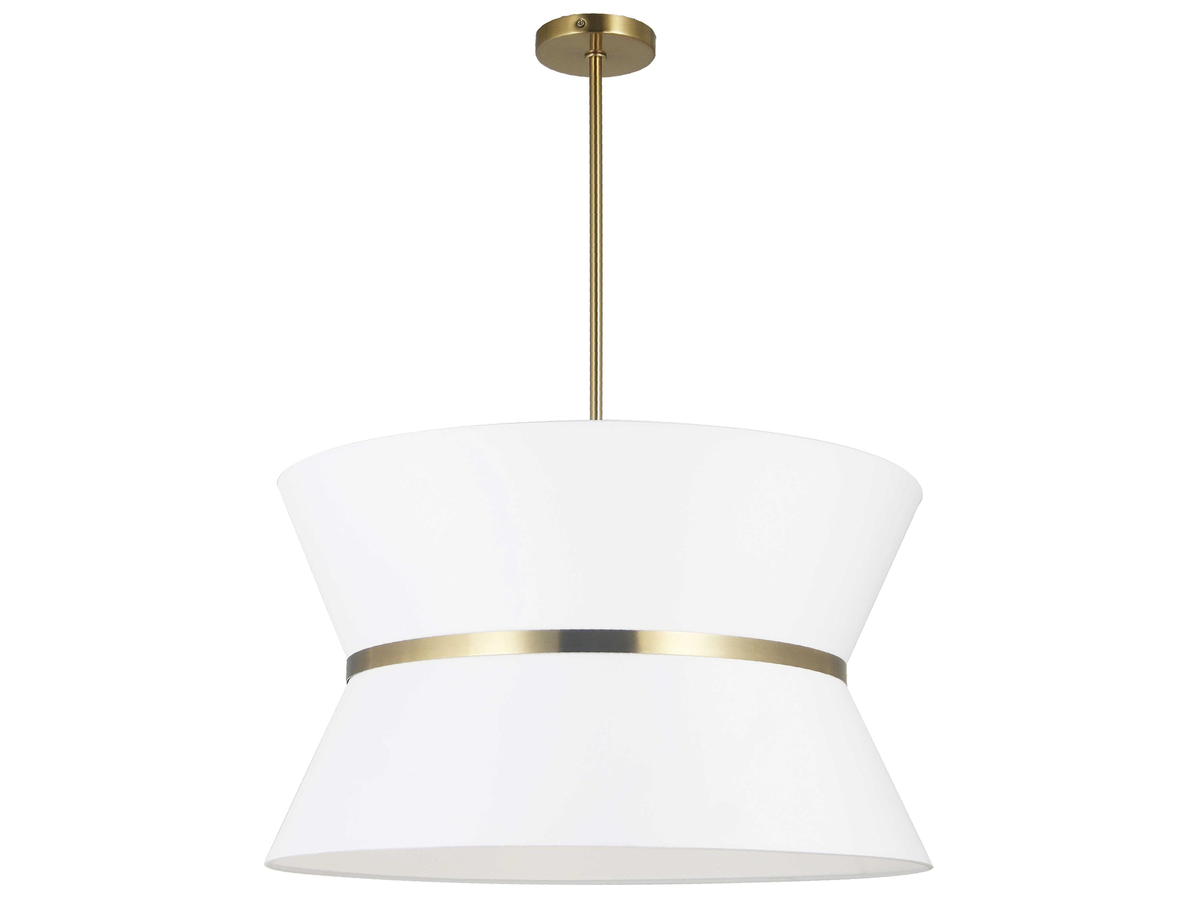 Dainolite Caterine 4-Light Aged Brass Gold White Pendant