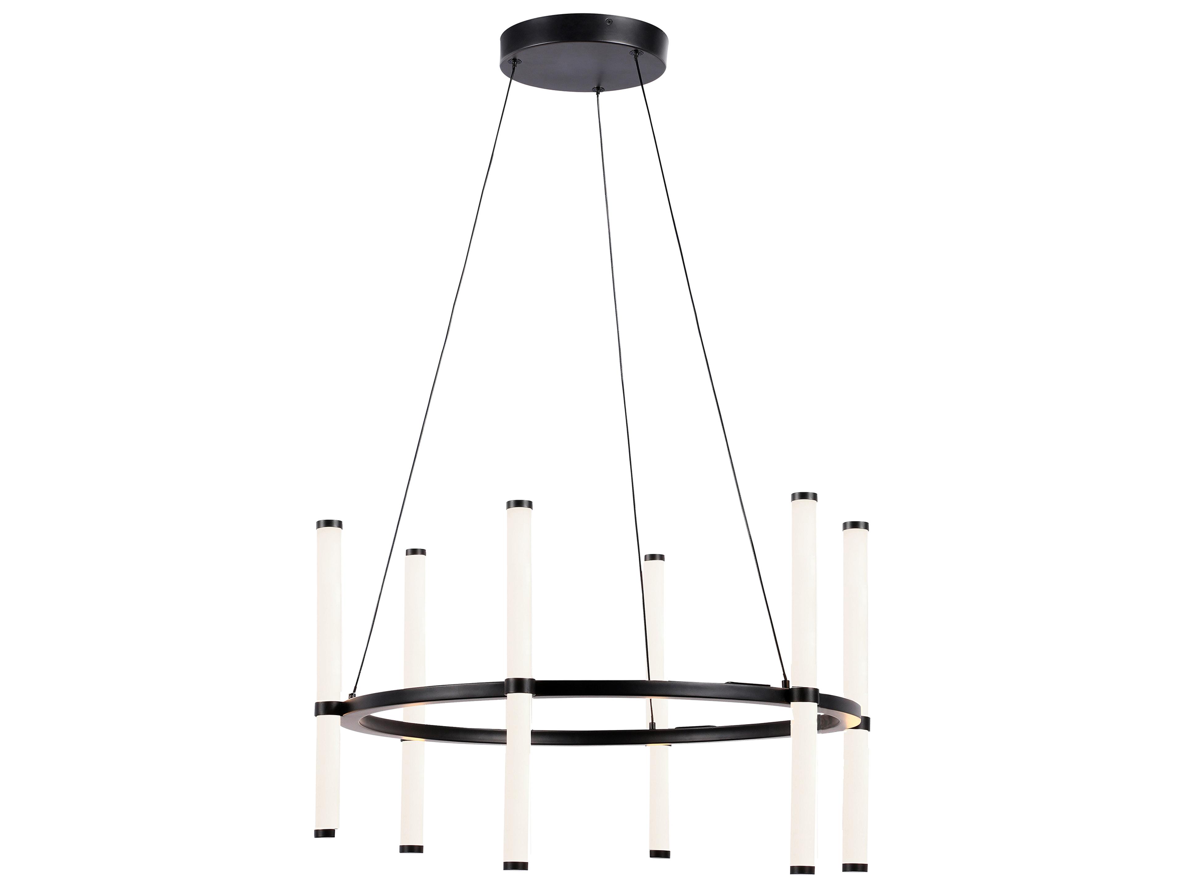 Dainolite Corvette 6-Light Matte Black Cylinder Linear Chandelier
