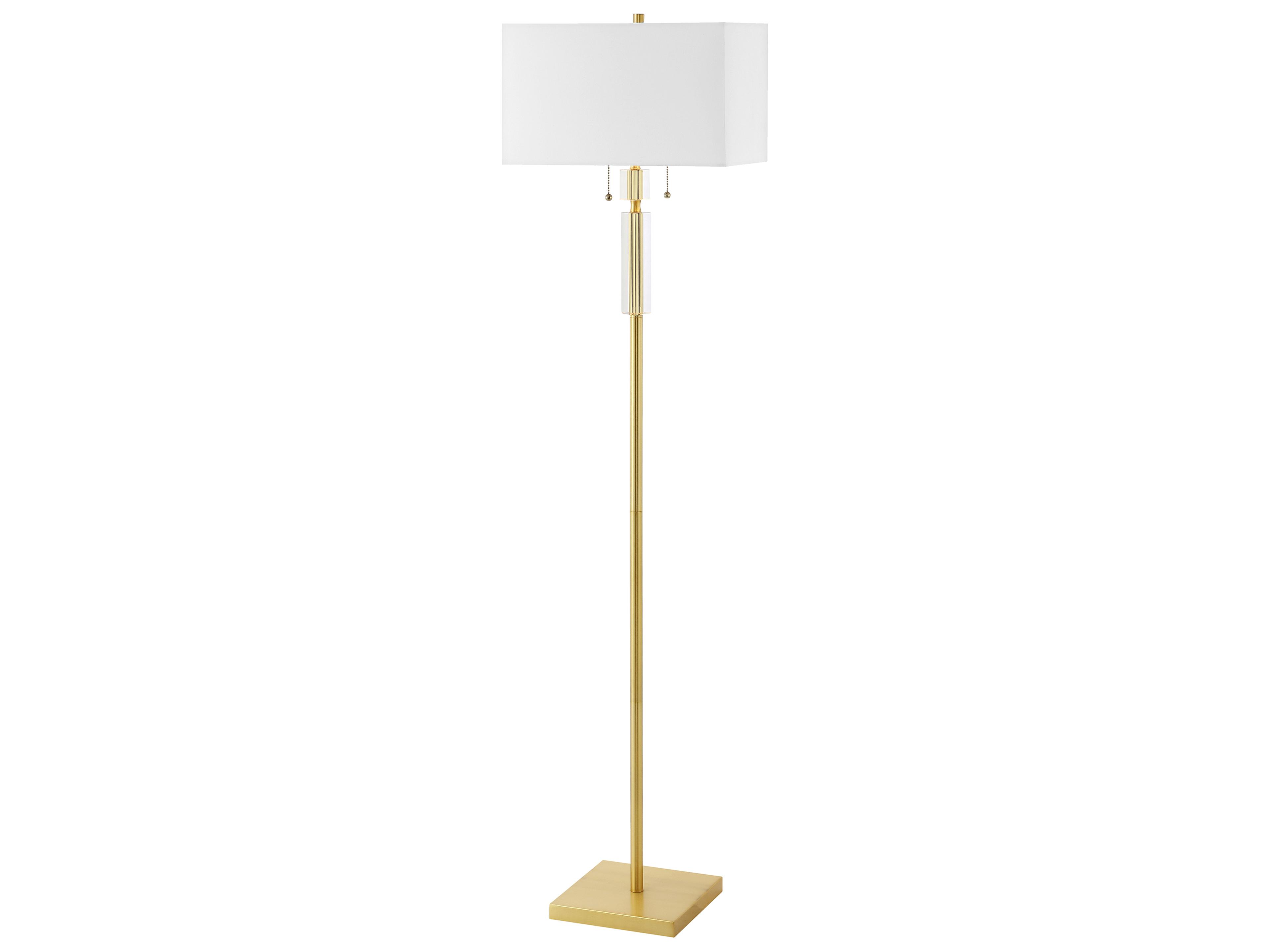 Dainolite Fernanda Aged Brass White Fabric Floor Lamp