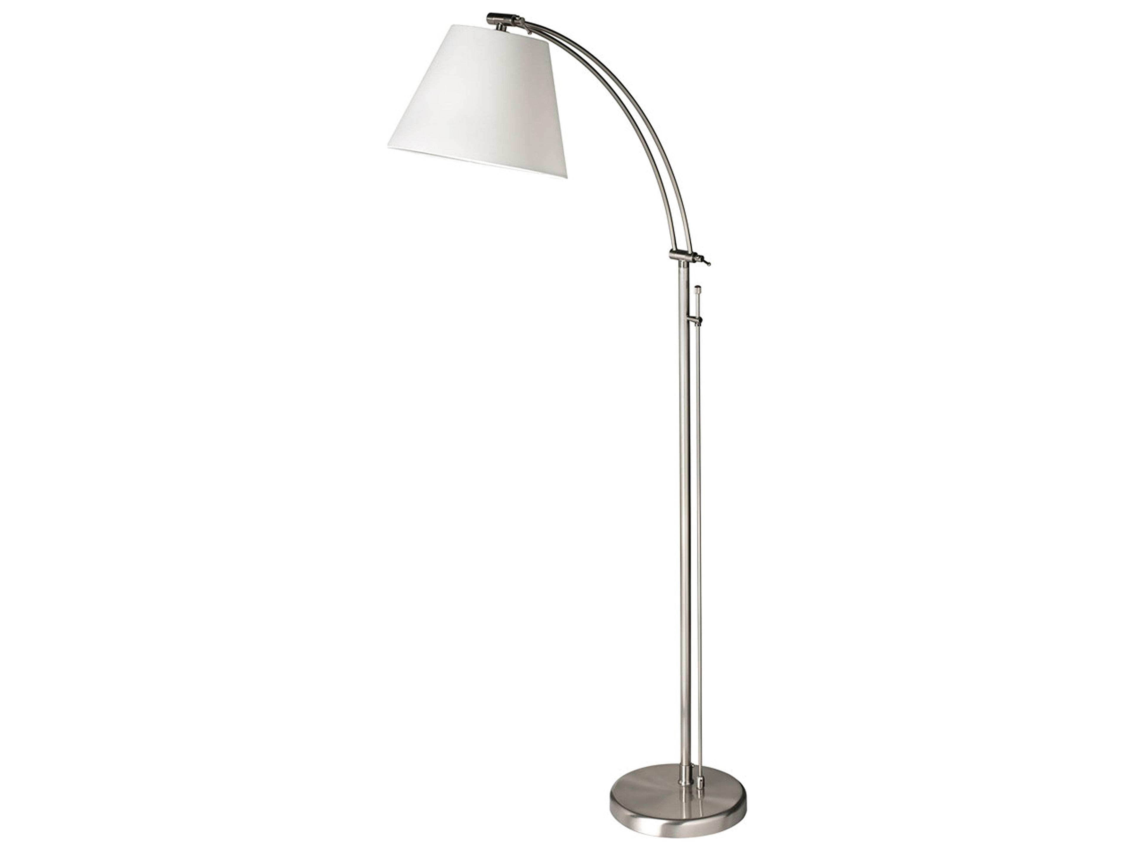 Dainolite Felix Satin Chrome White Fabric Floor Lamp