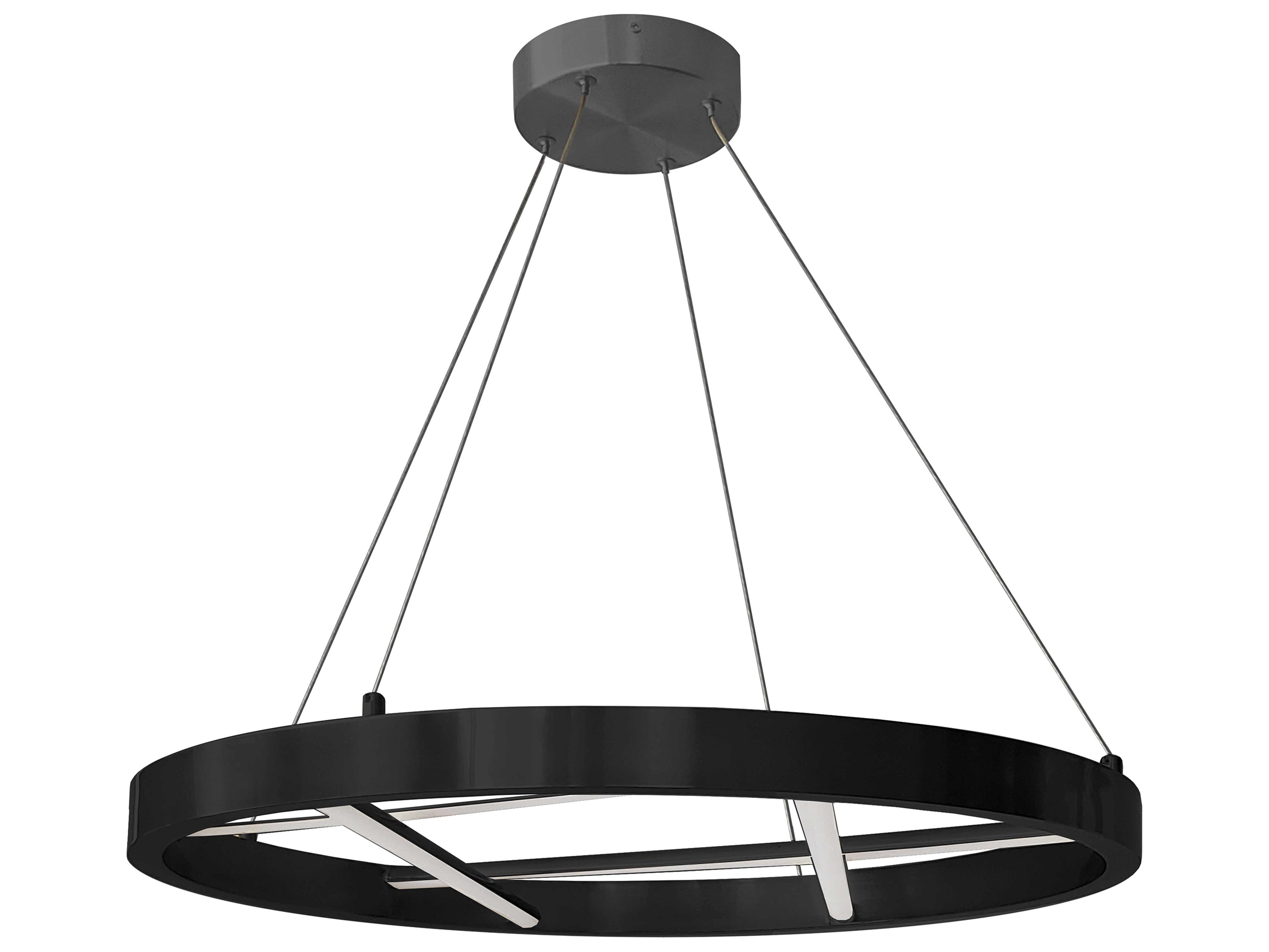 Dainolite Dante 1-Light Matte Black White Geometric Round Chandelier