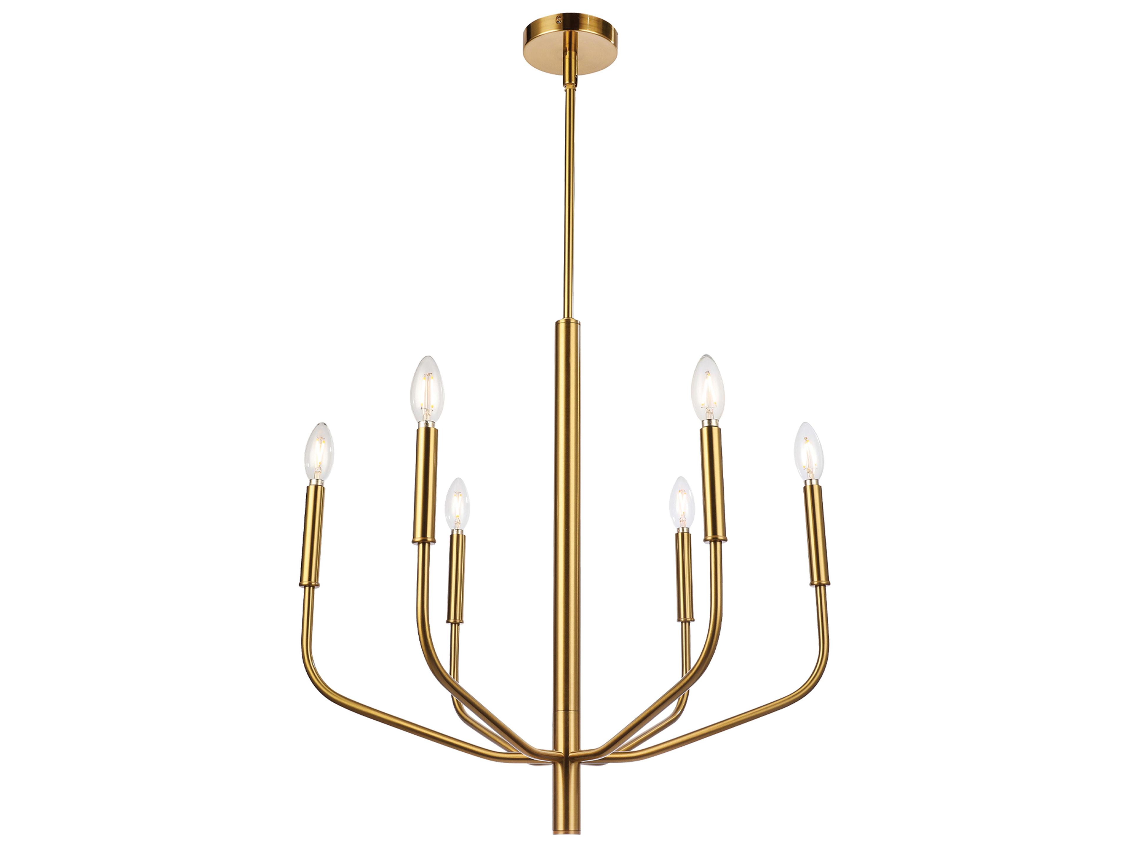 Dainolite Eleanor 6-Light Aged Brass Candelabra Chandelier