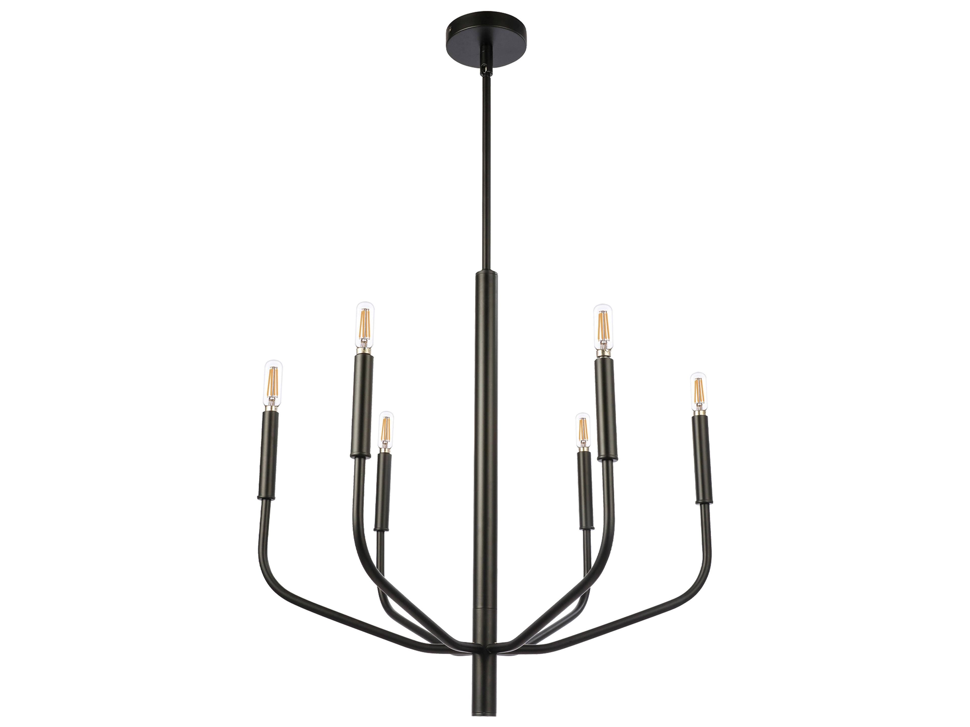 Dainolite Eleanor 6-Light Matte Black Candelabra Chandelier