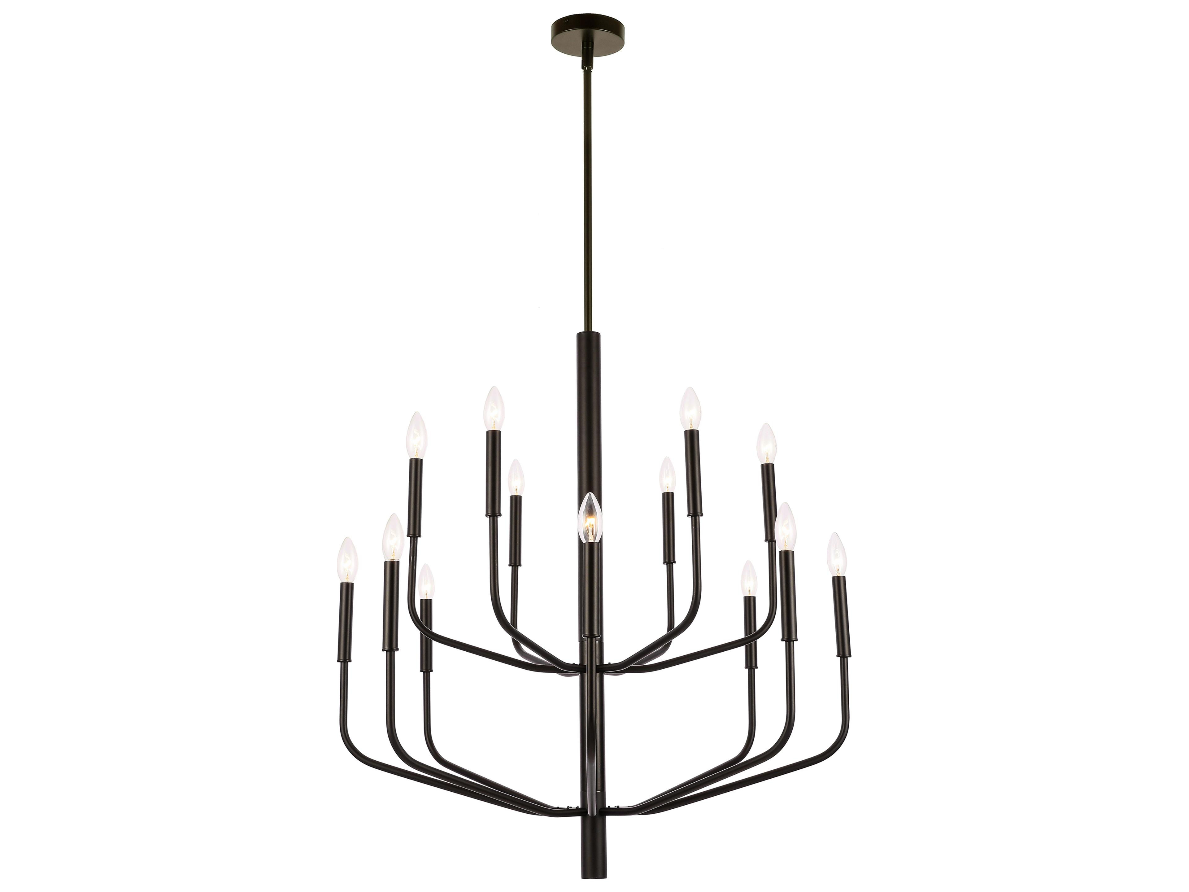 Dainolite Eleanor 14-Light Matte Black Candelabra Tiered Chandelier