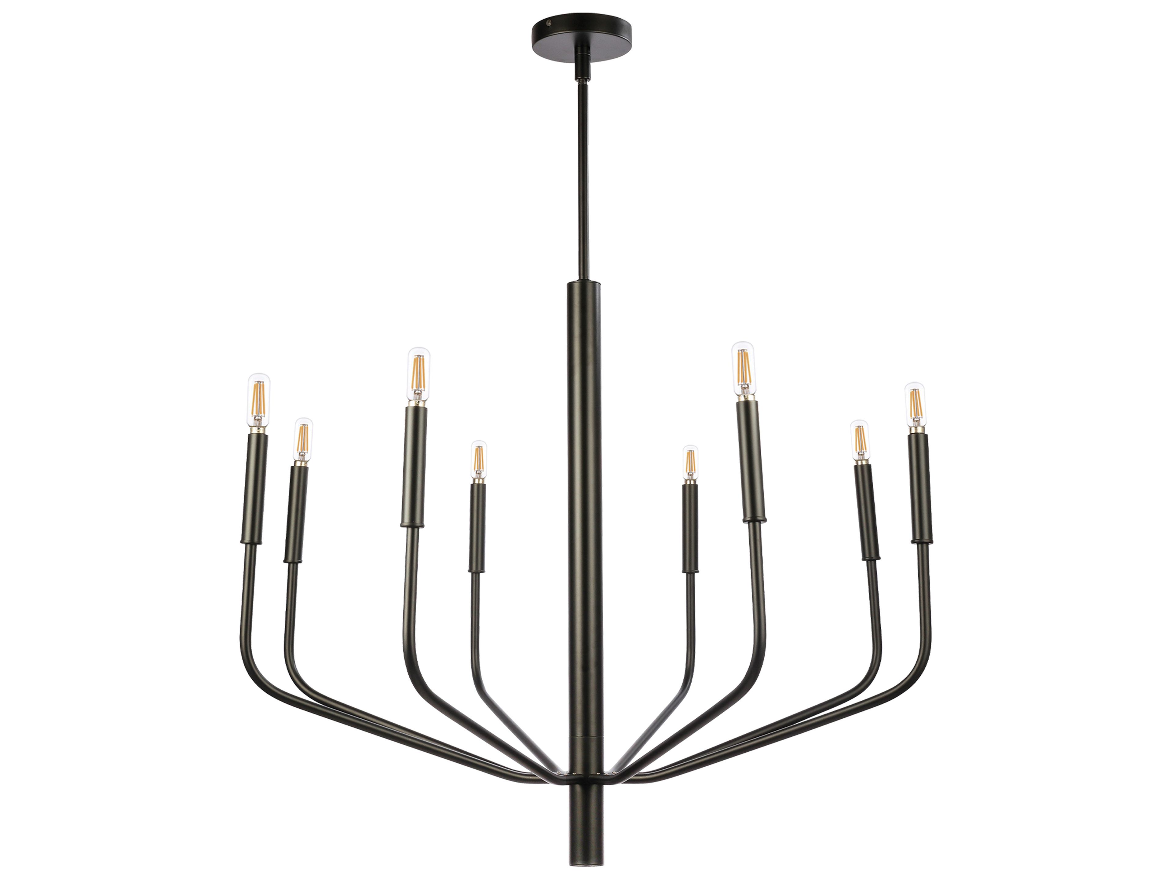 Dainolite Eleanor 8-Light Matte Black Candelabra Chandelier