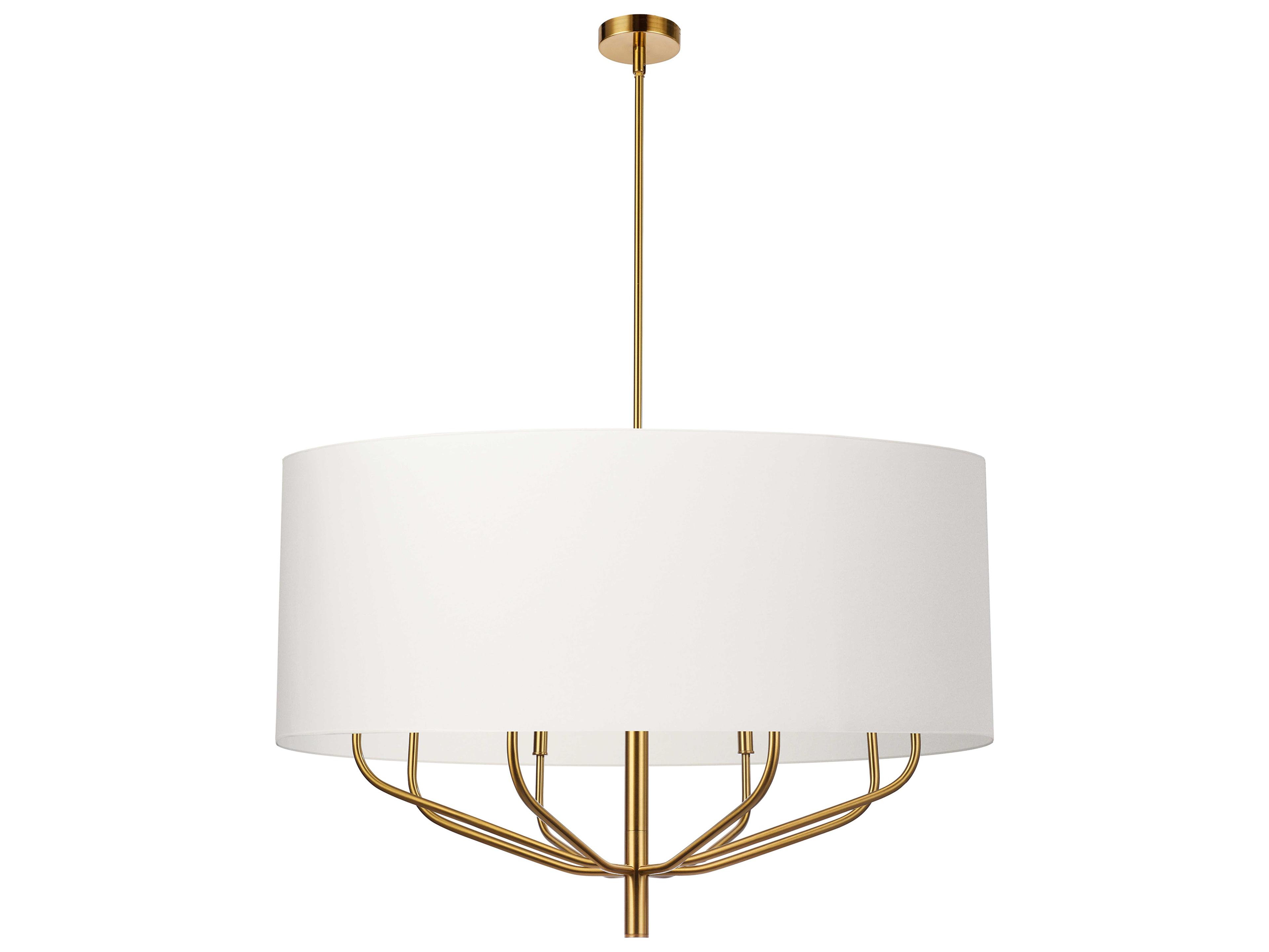 Dainolite Eleanor 8-Light Aged Brass White Drum Chandelier