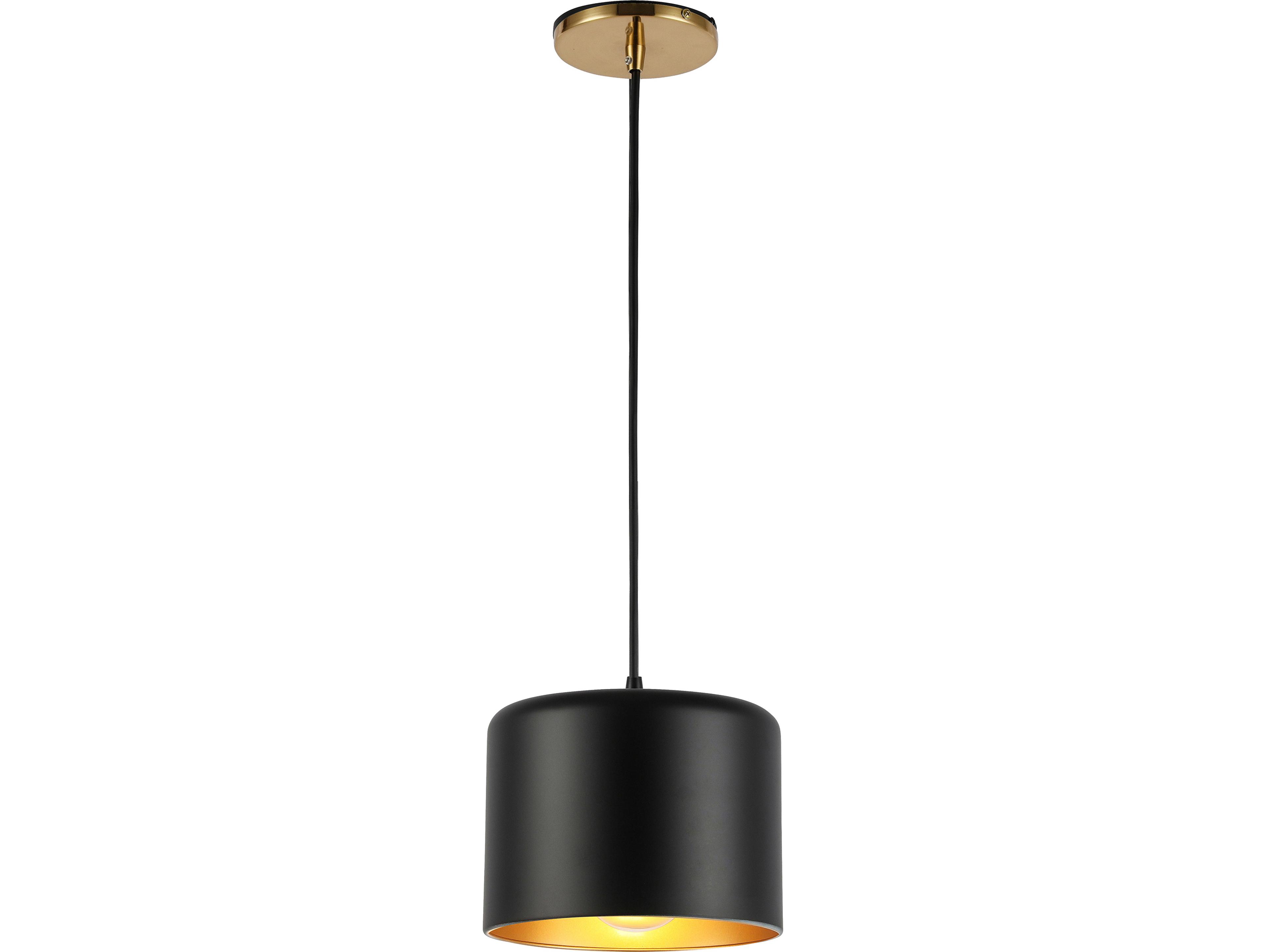 Dainolite Emilia 1-Light Matte Black Aged Brass Dome Mini Pendant
