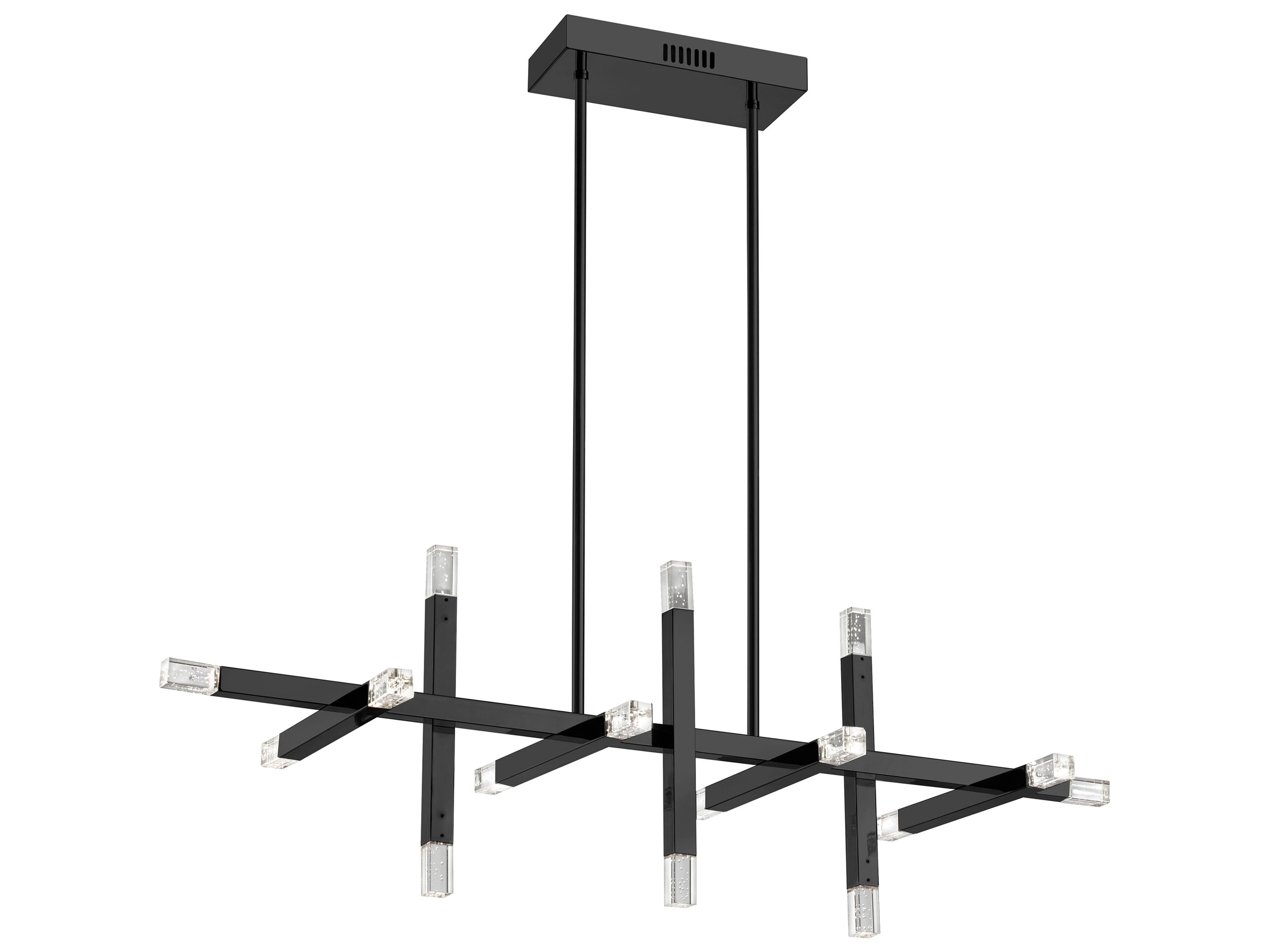 Dainolite Francesca 16-Light Matte Black Geometric Linear Island Pendant