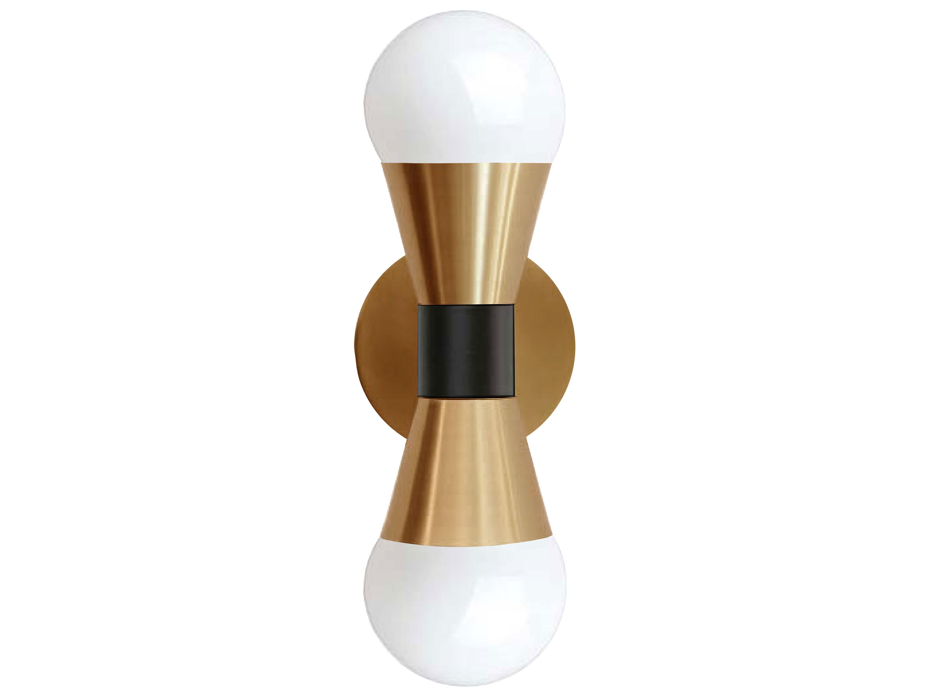 Dainolite Fortuna 2-Light Aged Brass Matte Black Wall Sconce