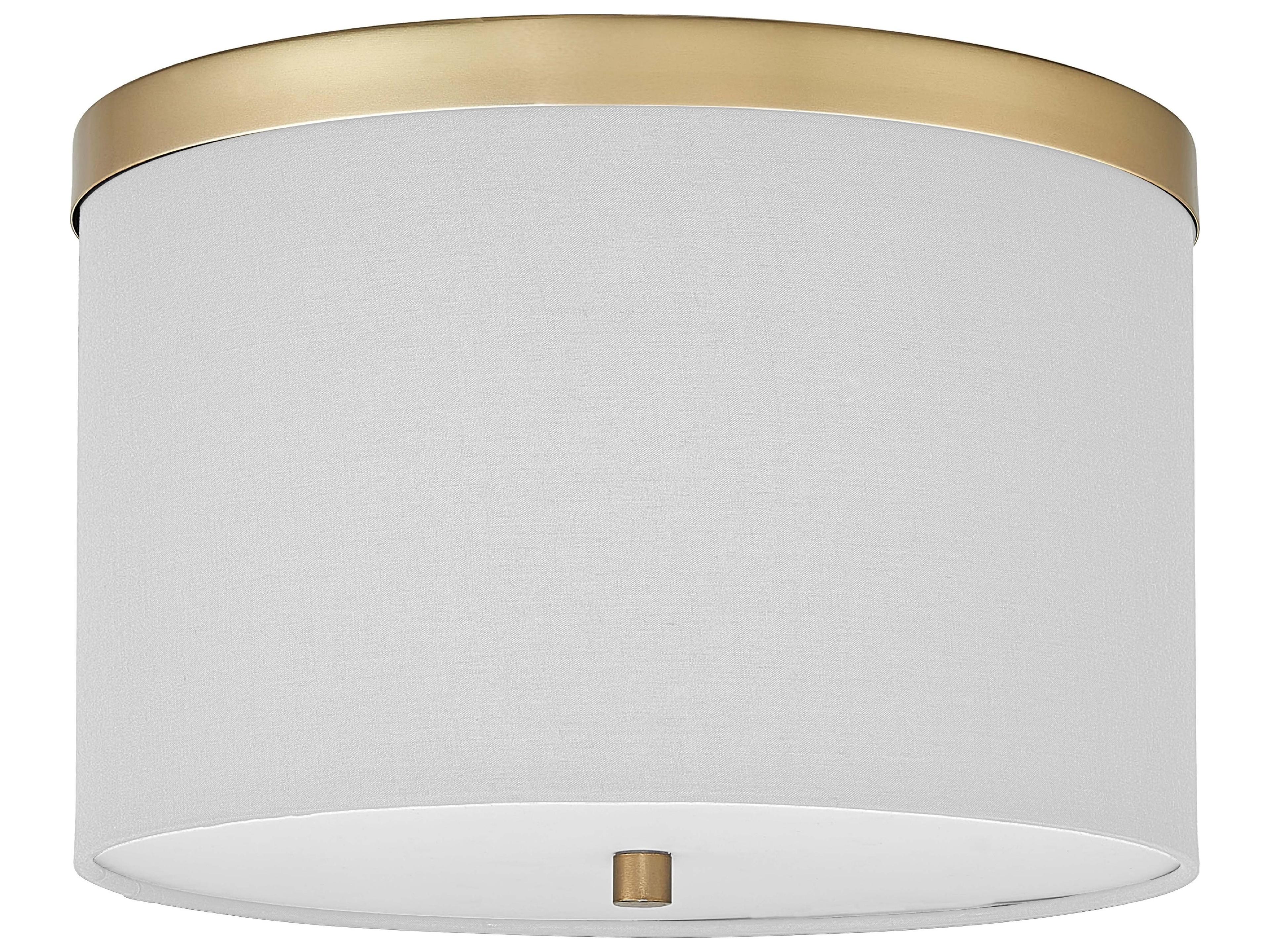 Dainolite Frederica 2-Light Aged Brass White Drum Flush Mount