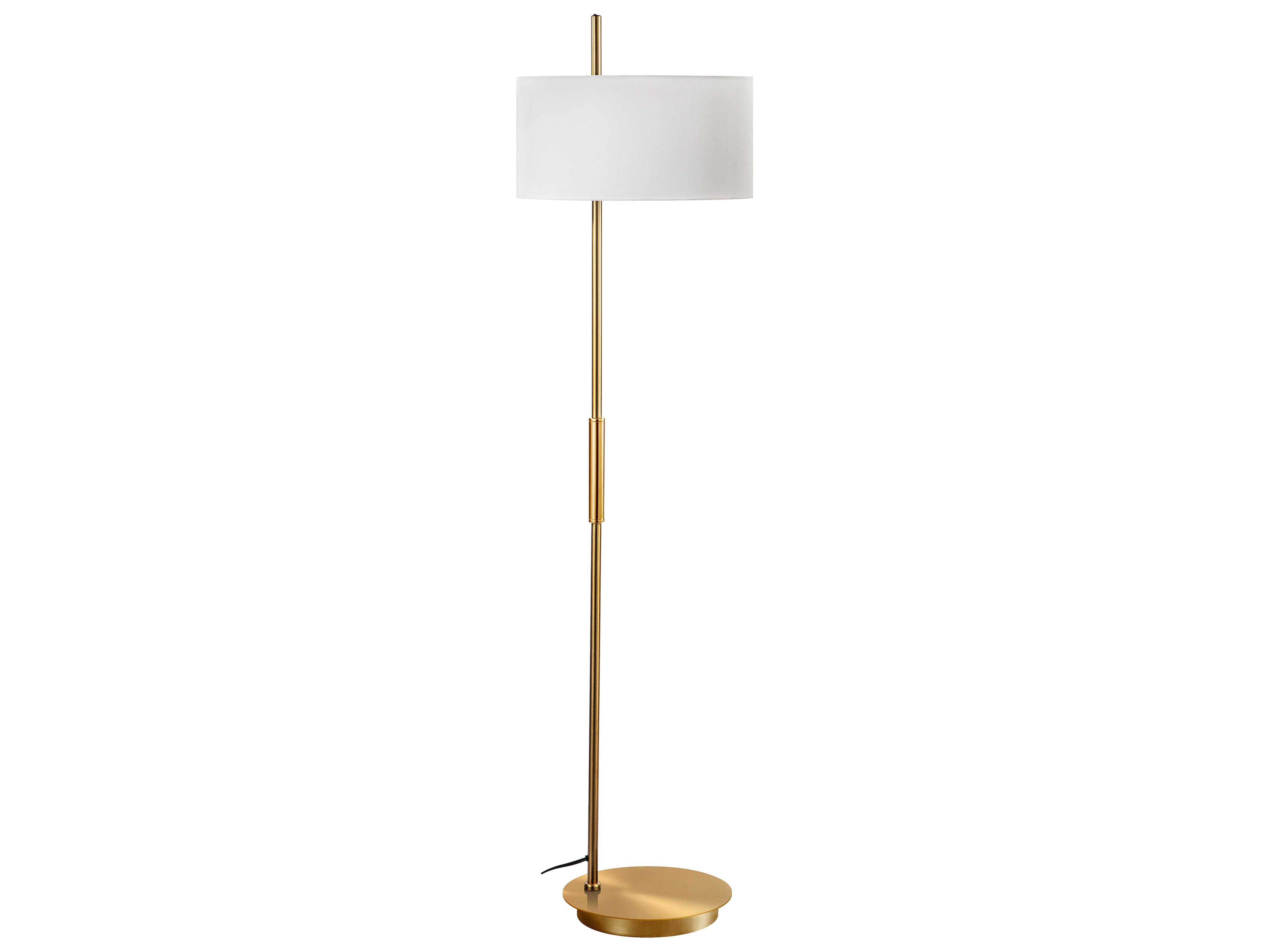 Fitzgerald Aged Brass White Fabric Floor Lamp