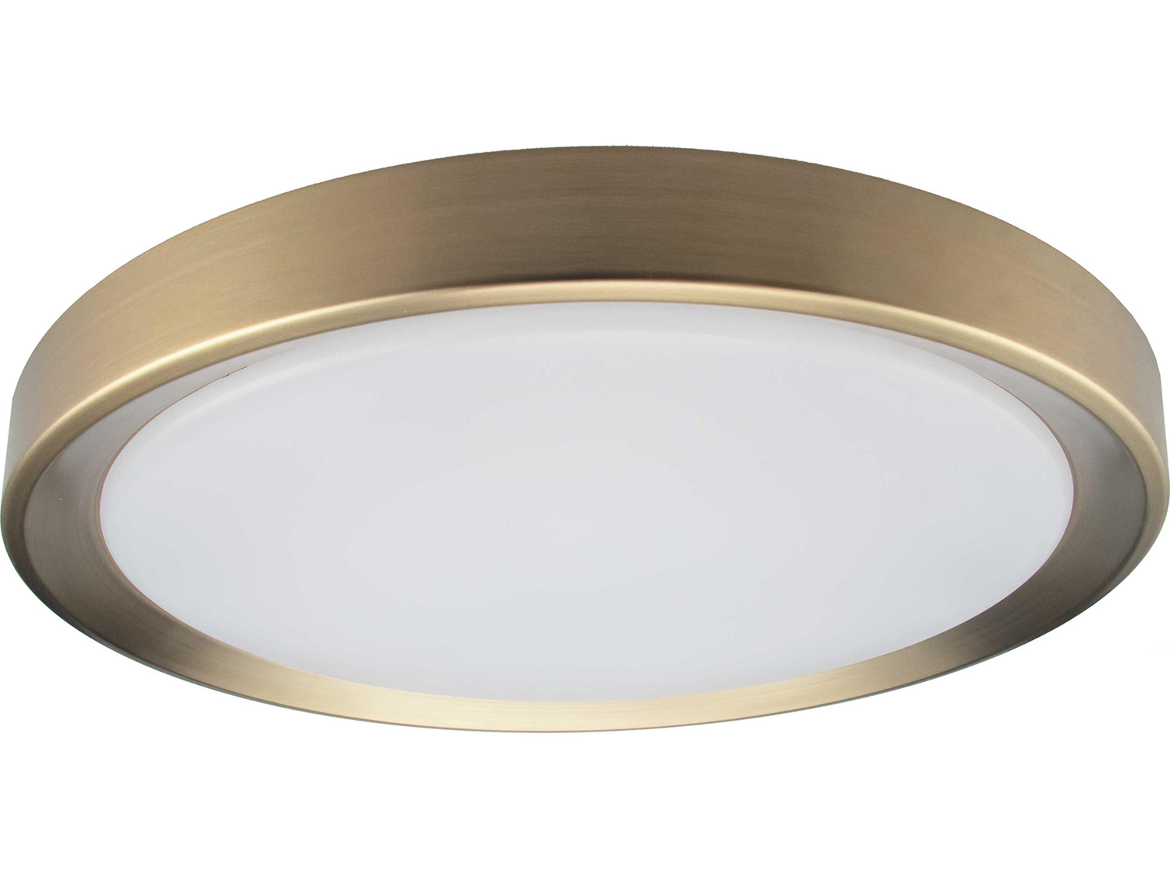 Dainolite Flynn 1-Light Aged Brass White Round Flush Mount