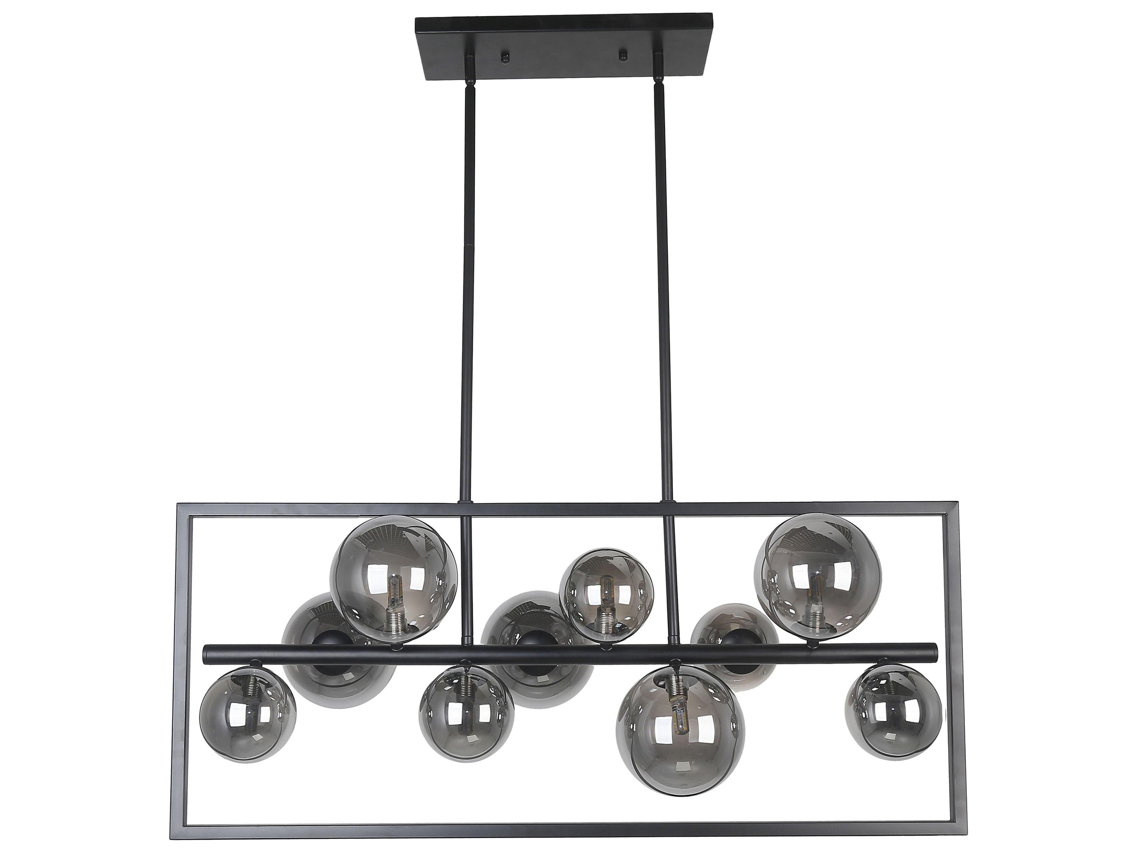 Dainolite Glasgow 10-Light Matte Black Geometric Island Pendant