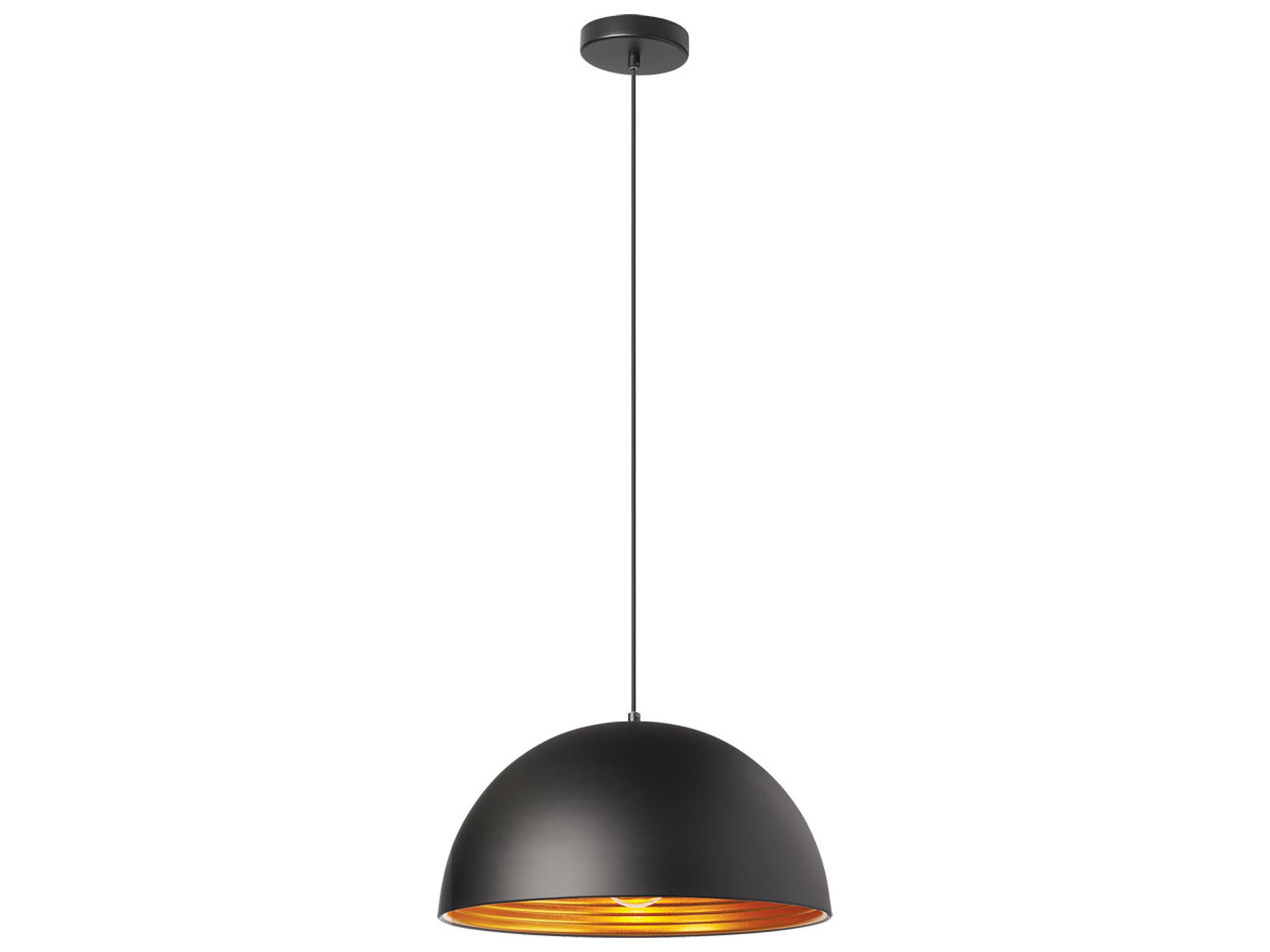Dainolite Helsinki 1-Light Matte Black Gold Dome Pendant