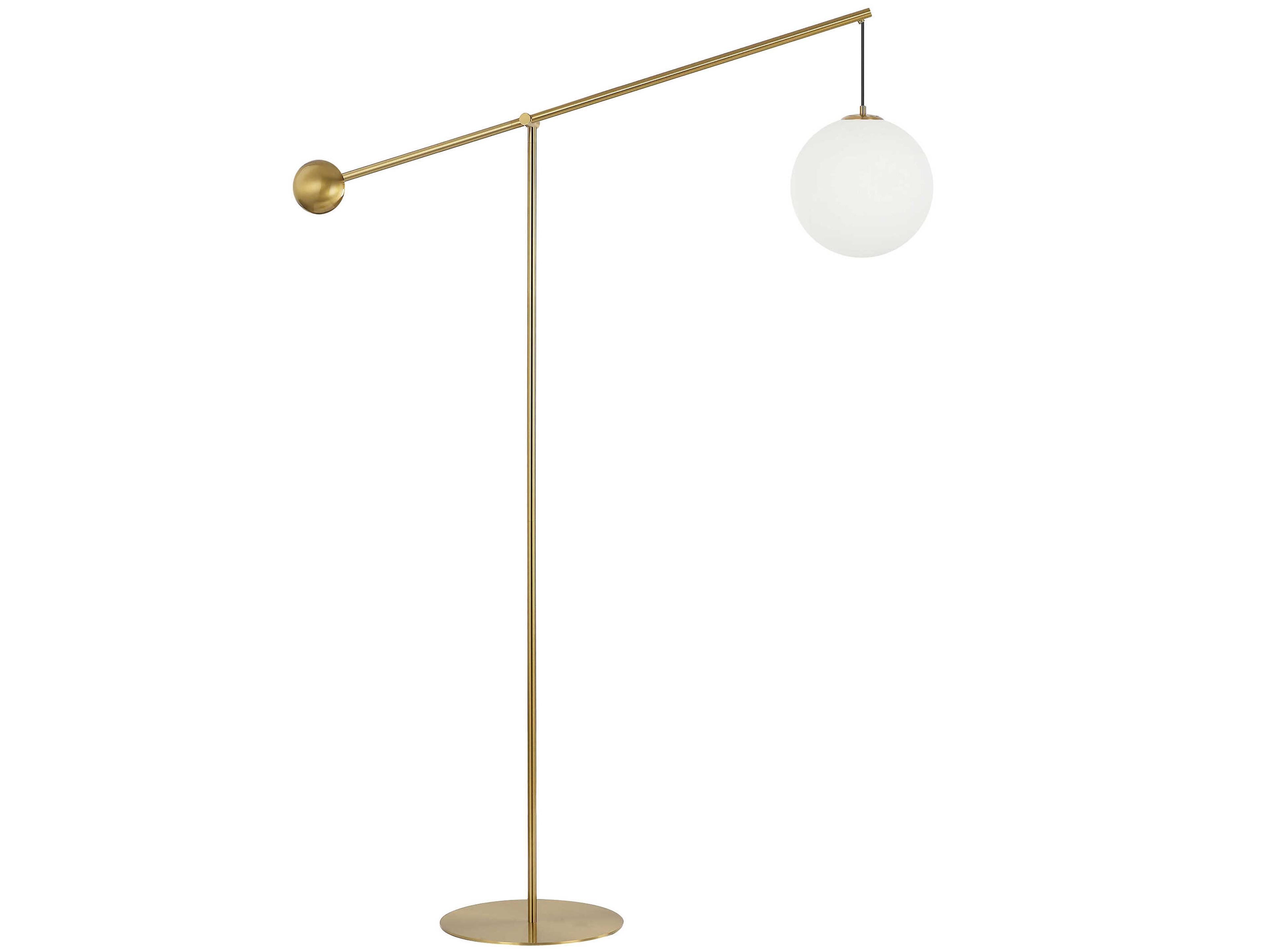 Dainolite Holly Aged Brass Opal White Glass Floor Lamp