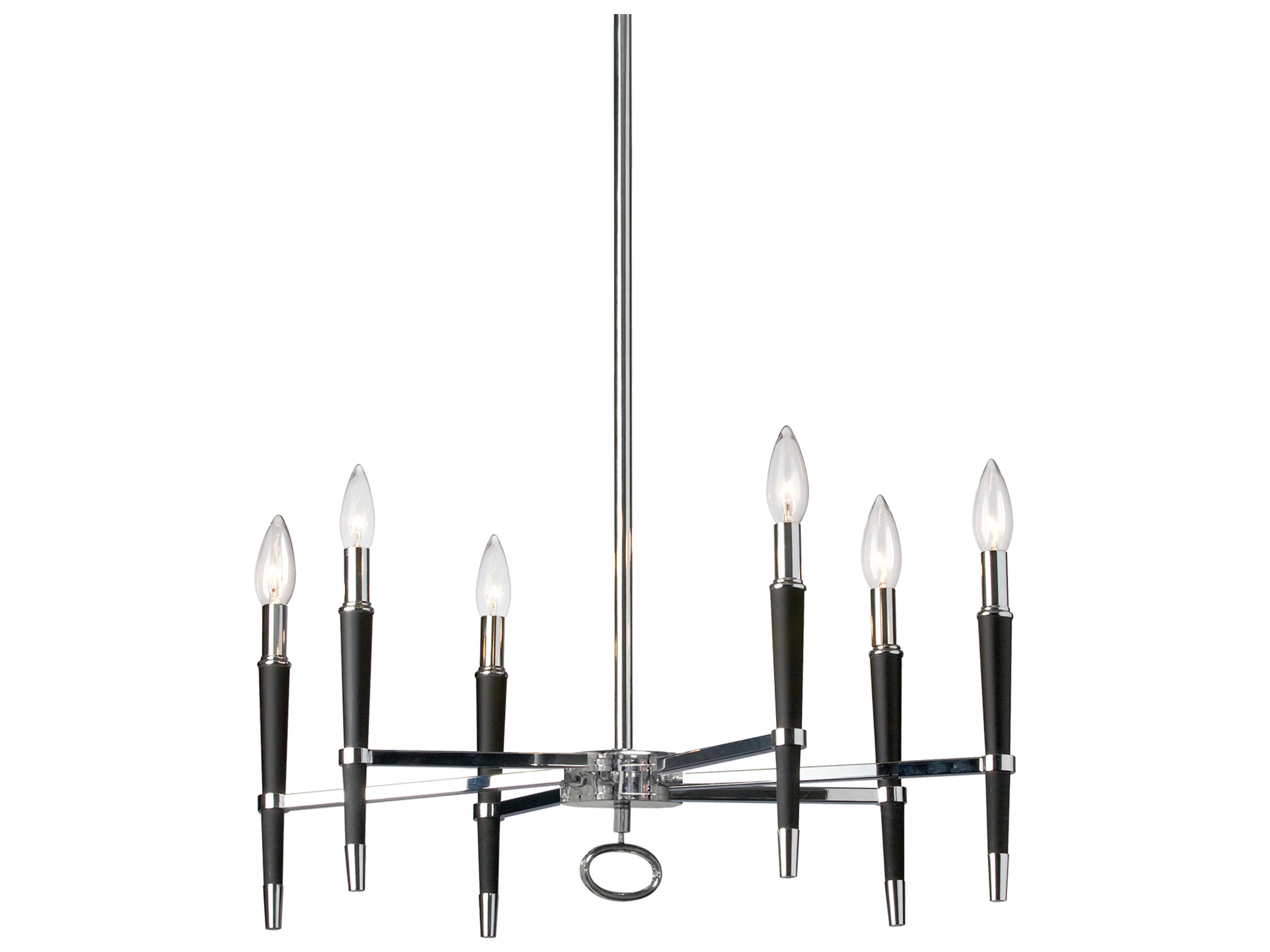 Dainolite Langford 6-Light Polished Chrome Black Candelabra Chandelier