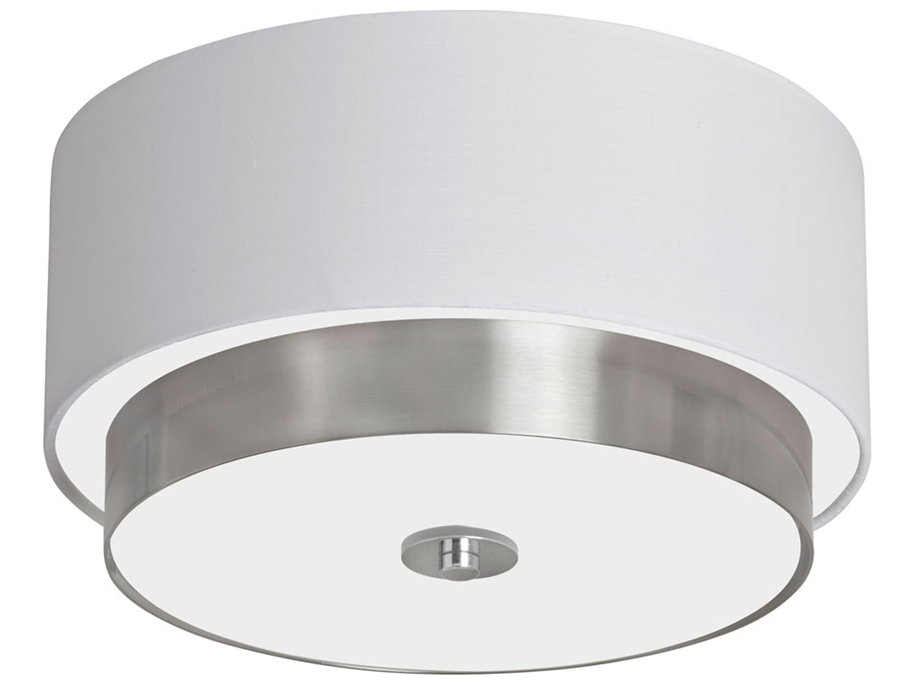 Dainolite Larkin 3-Light Satin Chrome White Drum Flush Mount