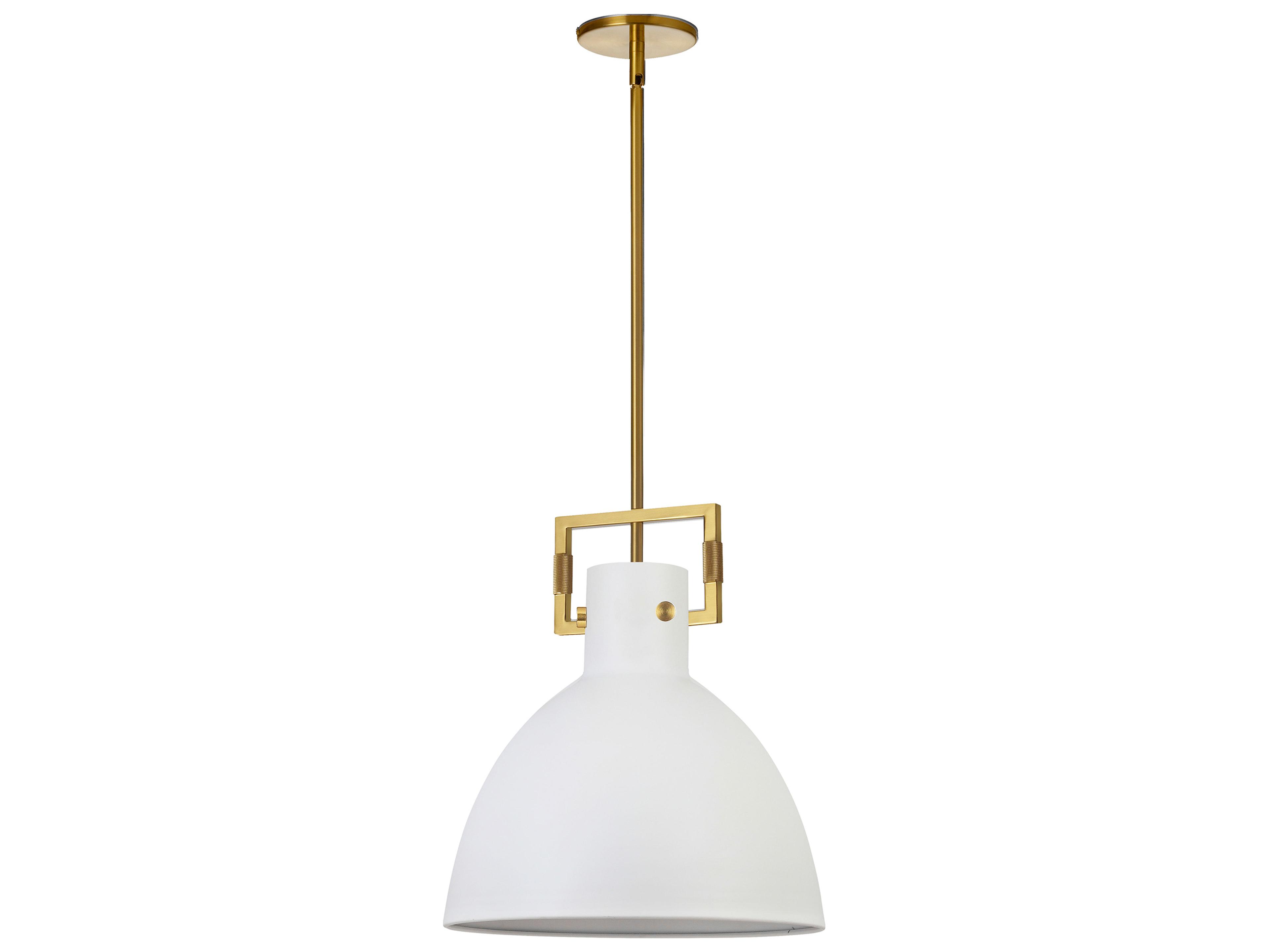 Dainolite Liberty 1-Light Matte White Aged Brass Dome Pendant
