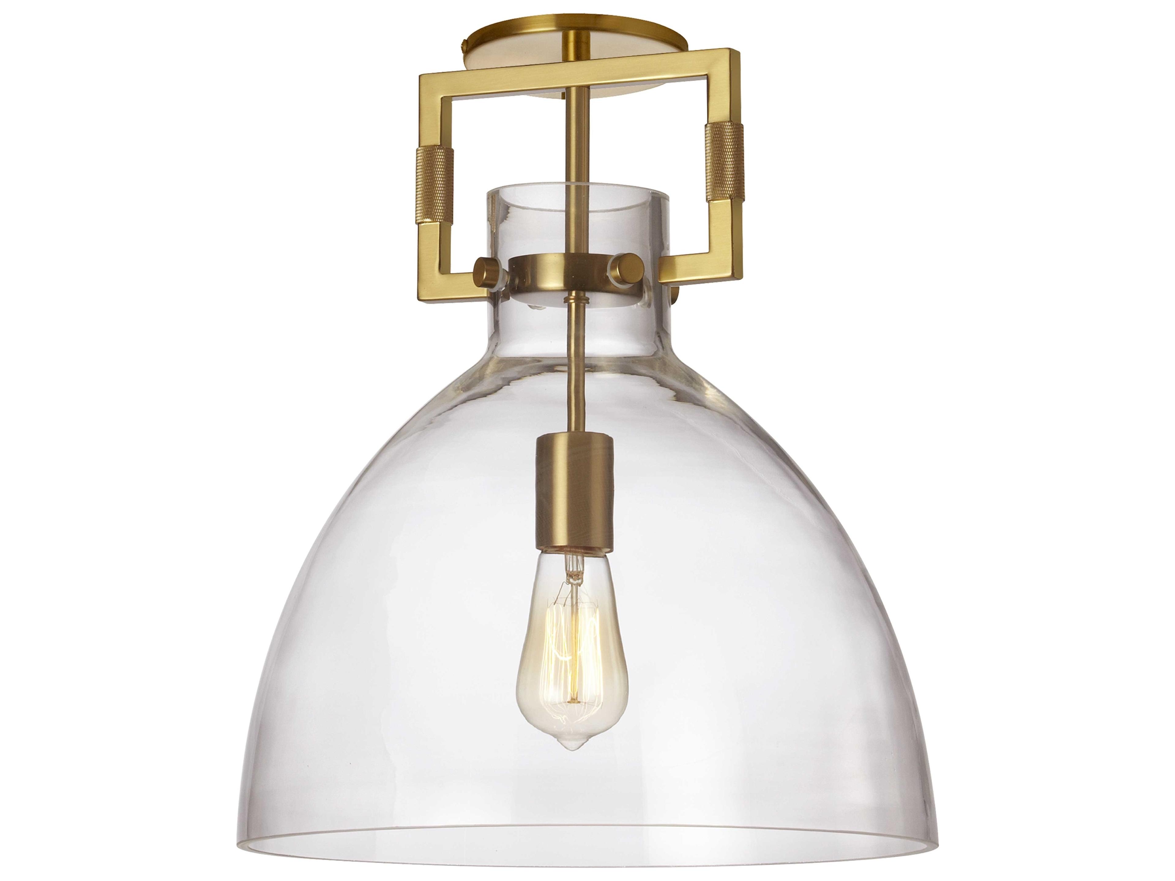 Dainolite Liberty 1-Light Aged Brass Dome Semi Flush Mount