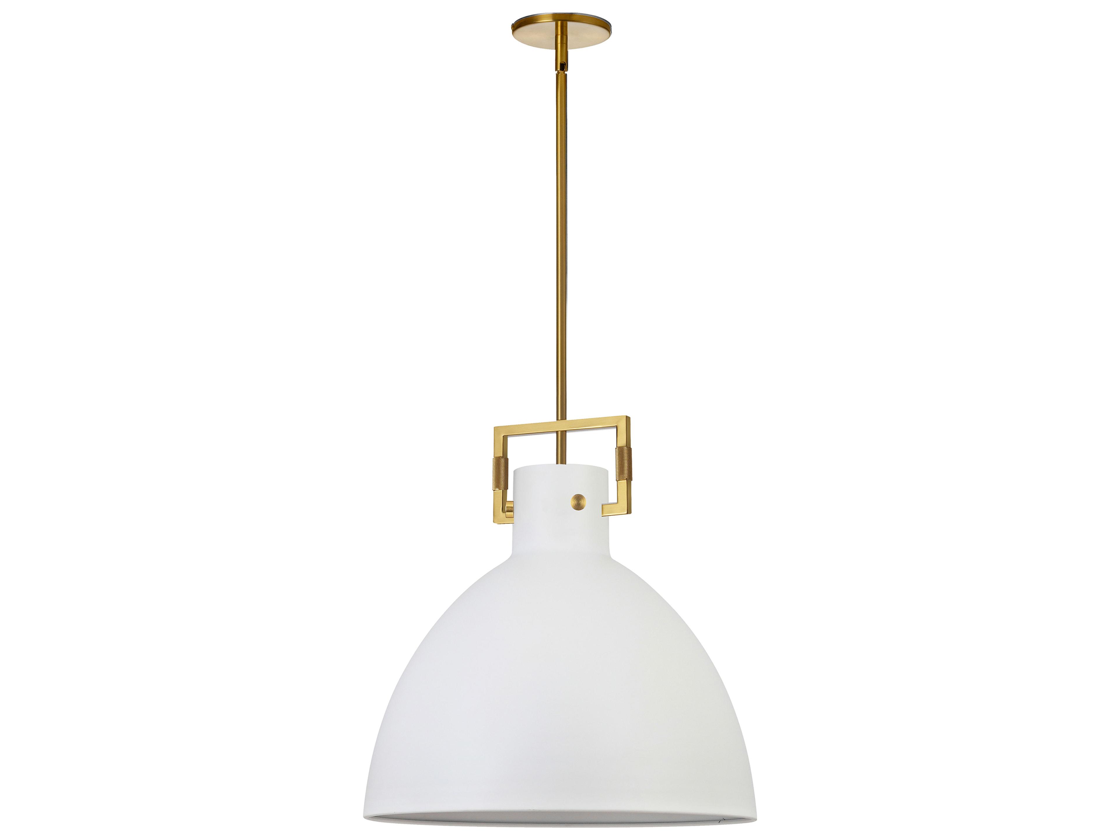Dainolite Liberty 1-Light Matte White Aged Brass Dome Pendant