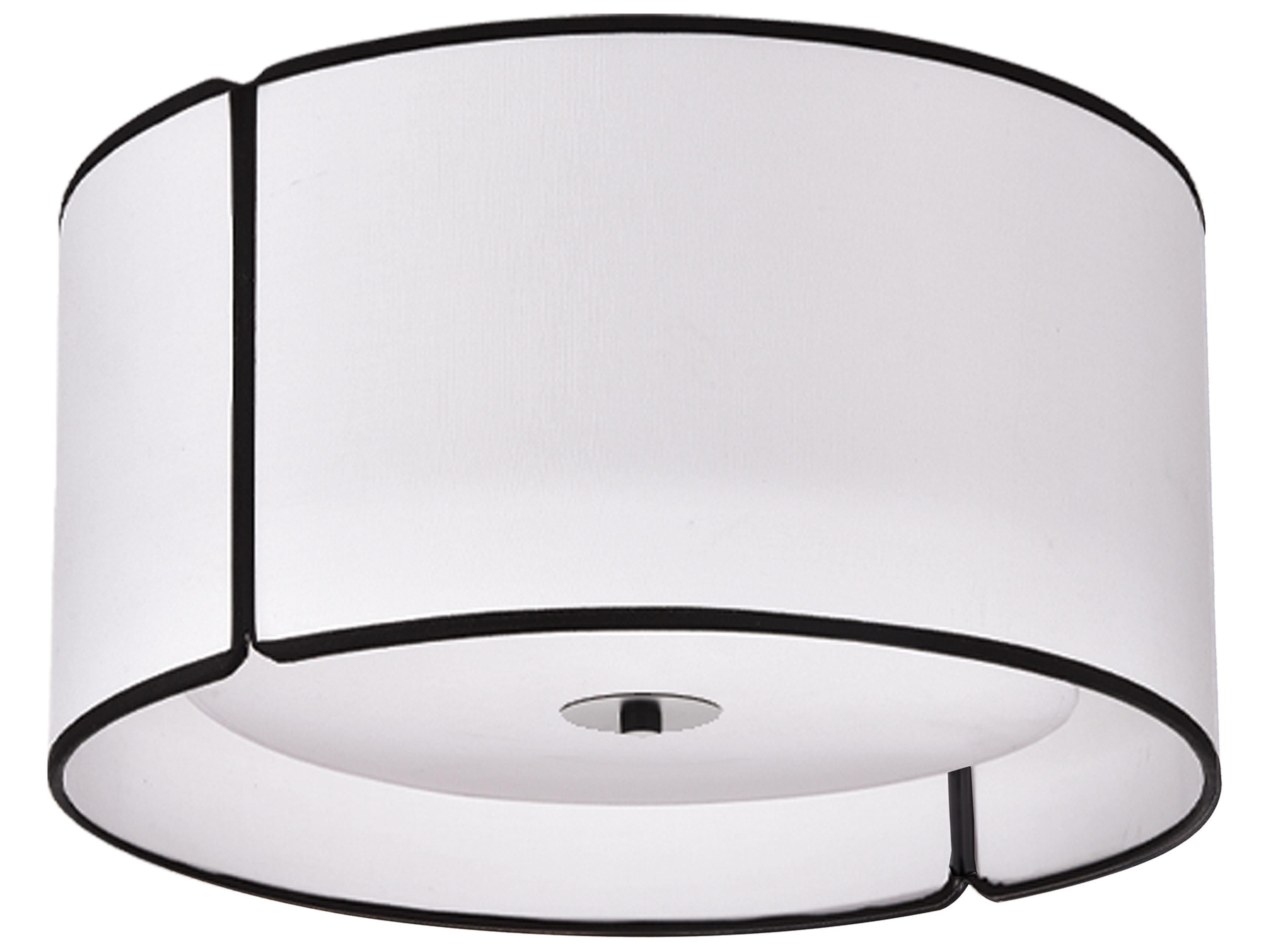 Dainolite Notched Drum 3-Light Matte Black White Flush Mount