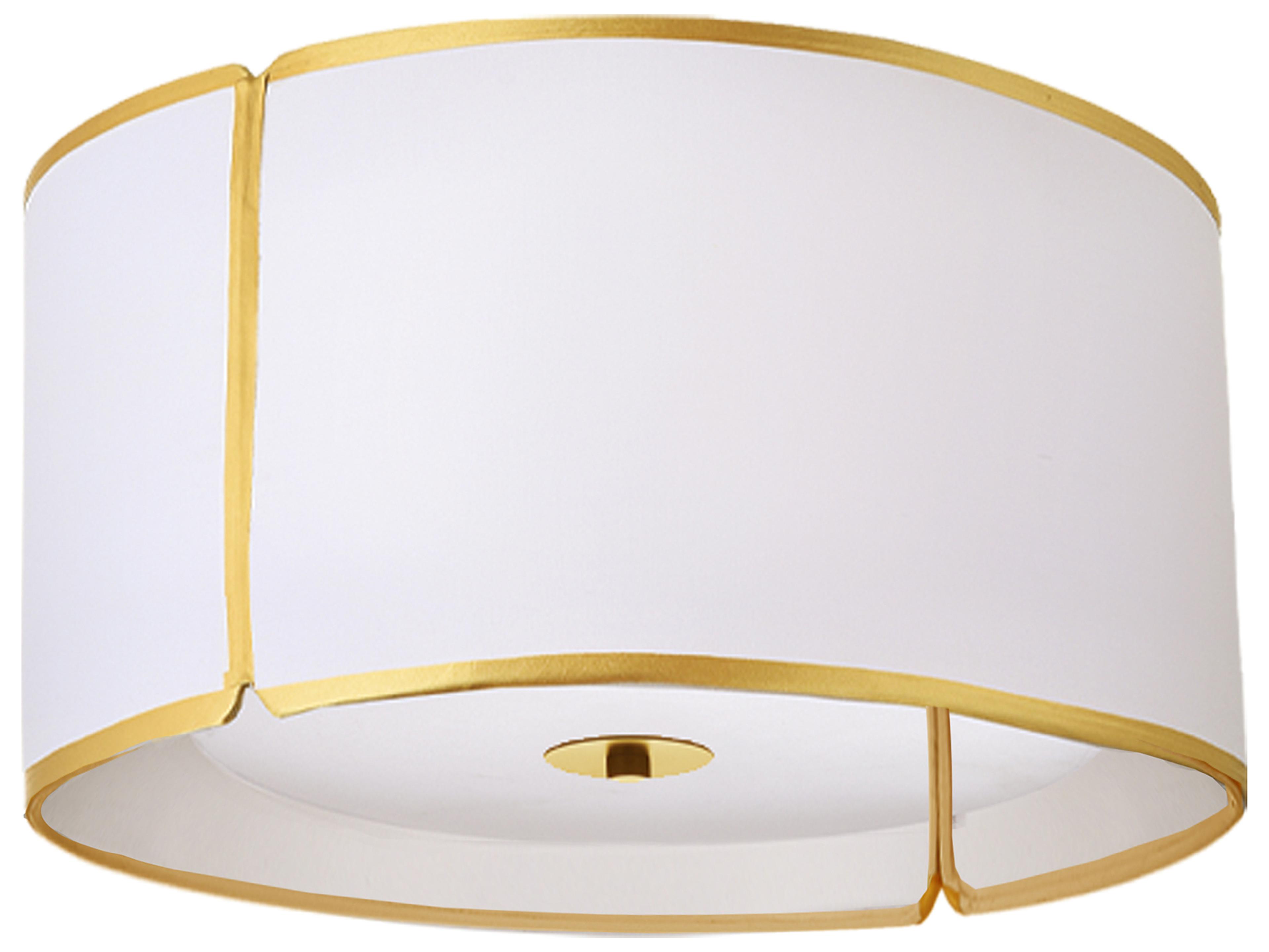 Dainolite Notched Drum 3-Light Gold White Flush Mount