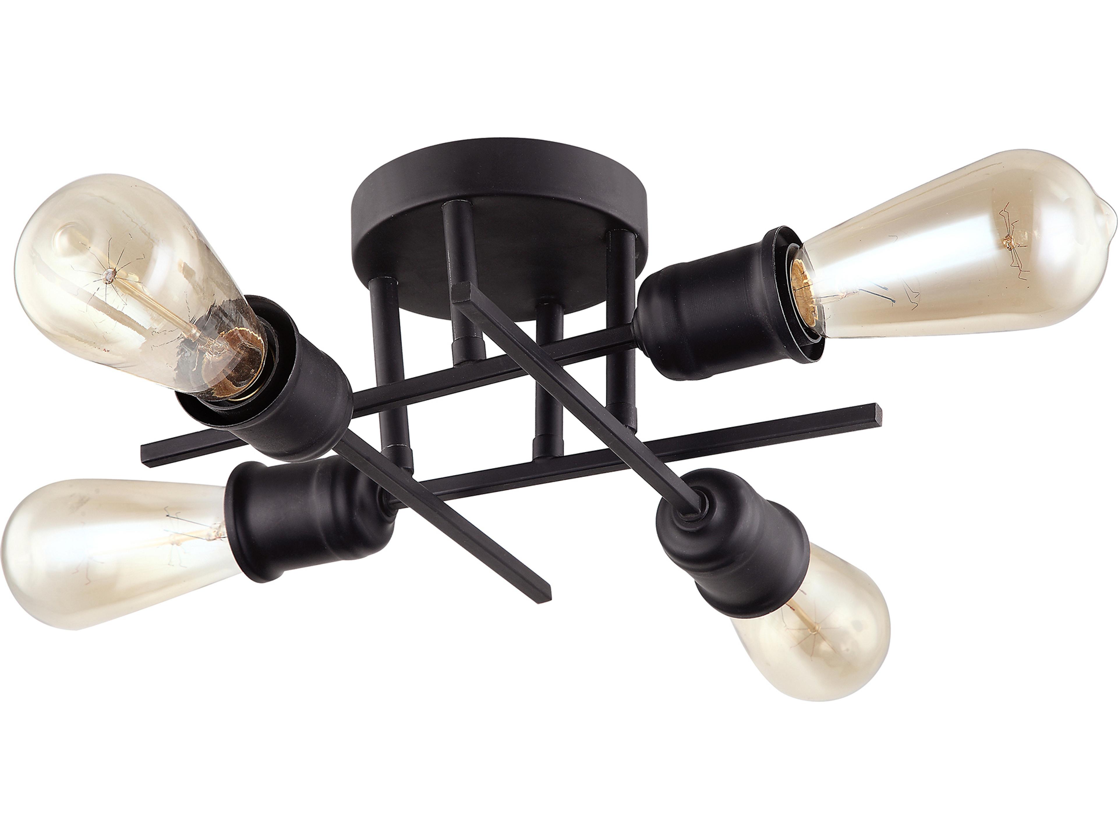 Dainolite Nebraska 4-Light Espresso Black Linear Sputnik Semi Flush Mount