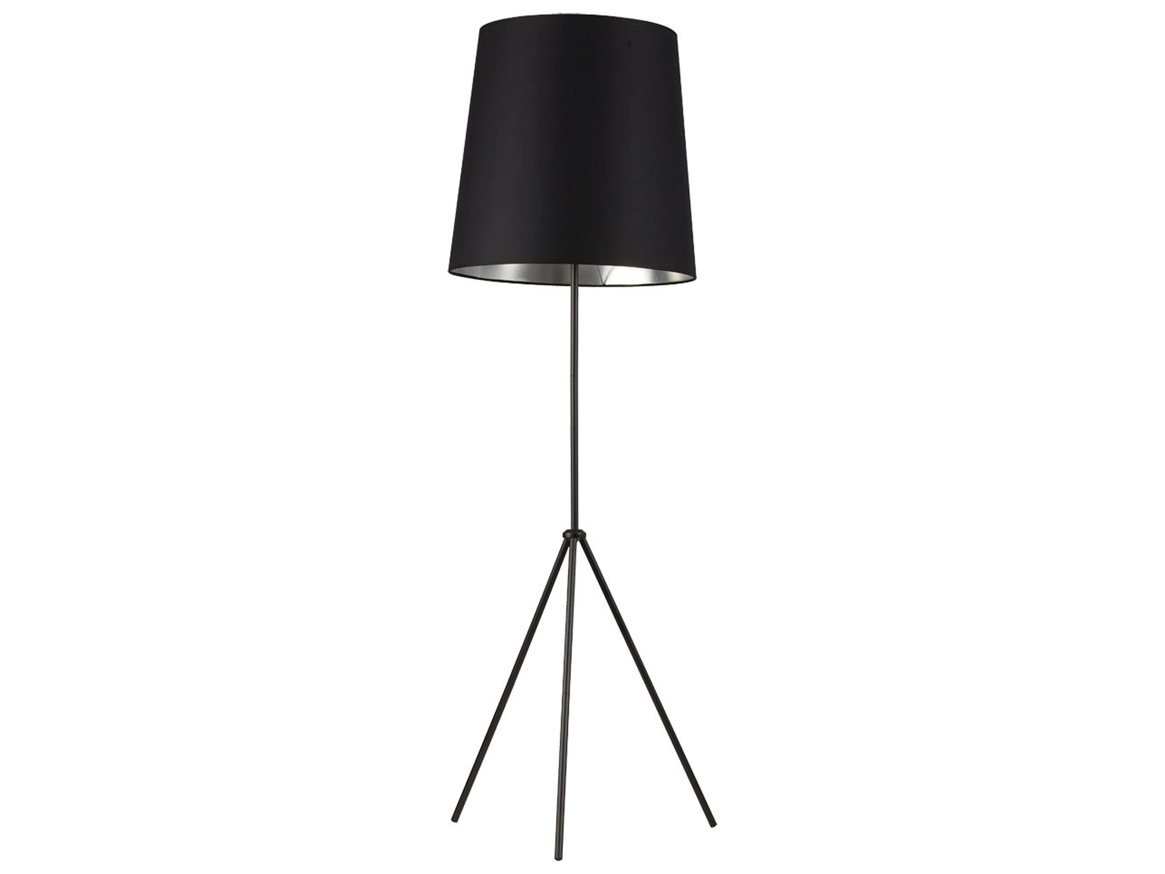 Dainolite Tripod Matte Black Silver Floor Lamp