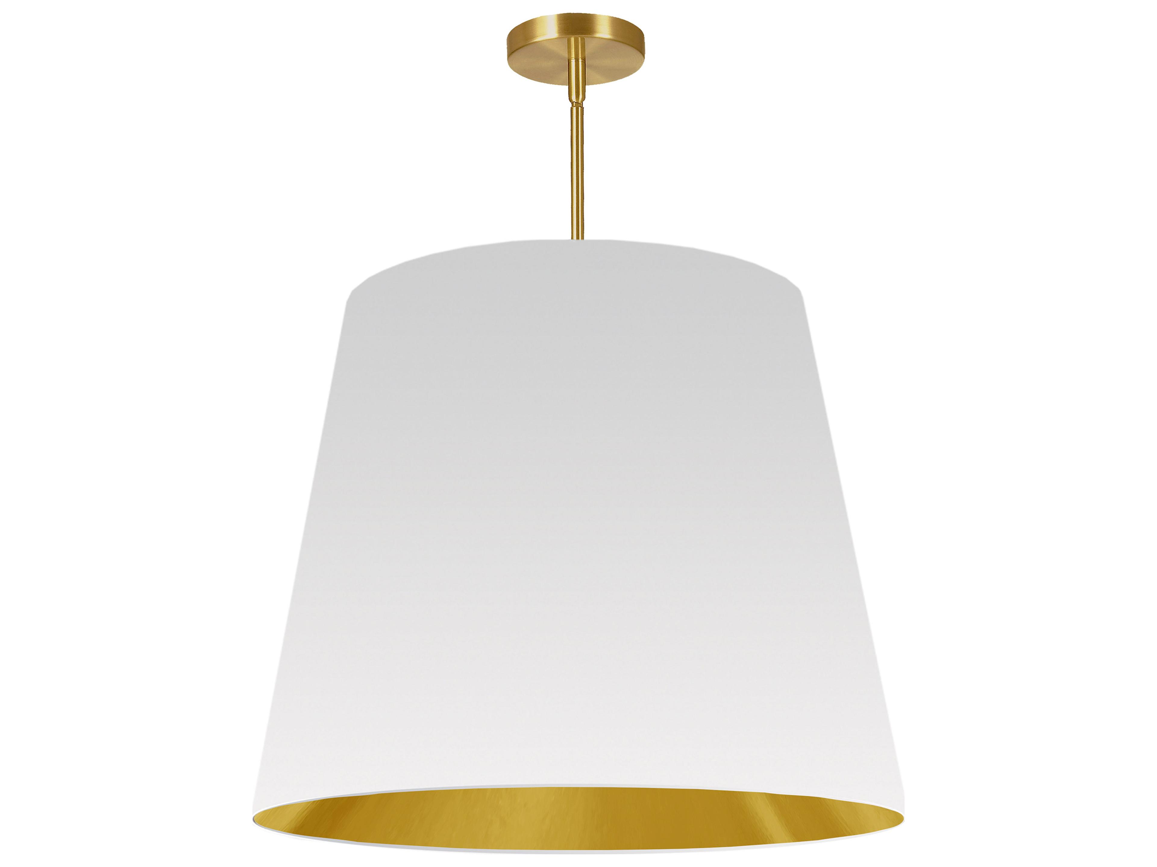 Dainolite Oversized Drum 1-Light Aged Brass White Pendant