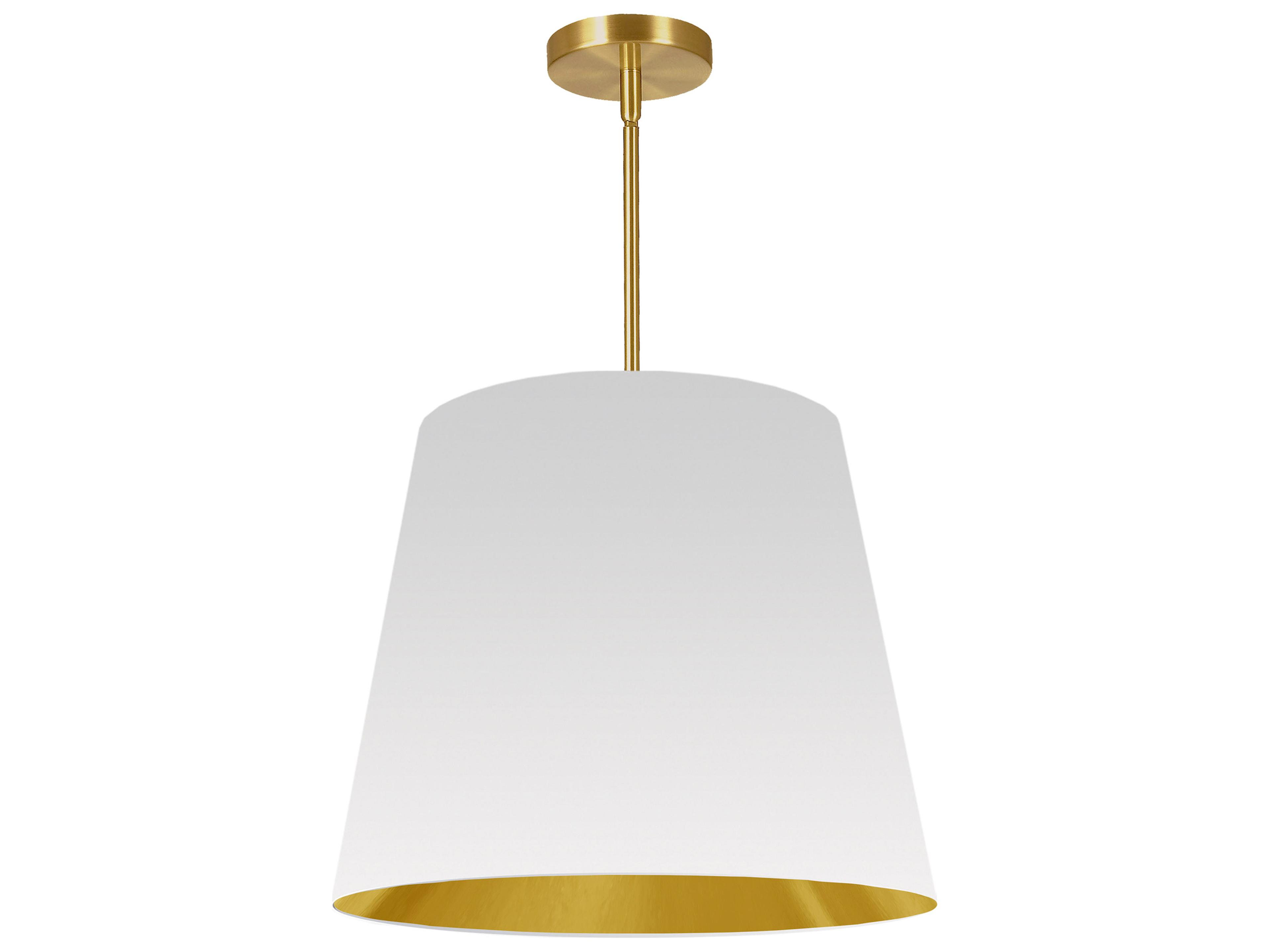 Dainolite Oversized Drum 1-Light Aged Brass White Pendant