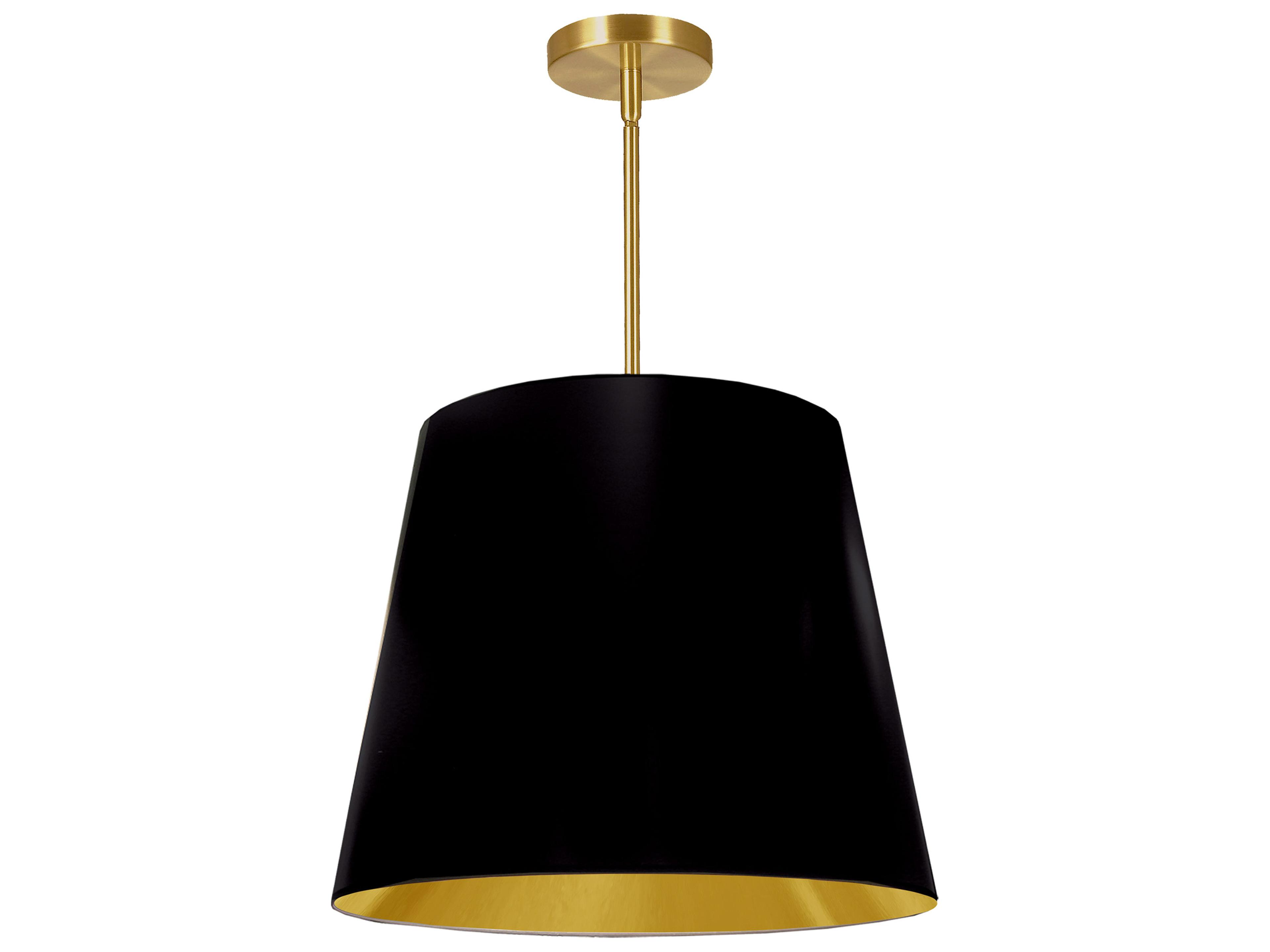 Dainolite Oversized Drum 1-Light Black Aged Brass Gold Pendant