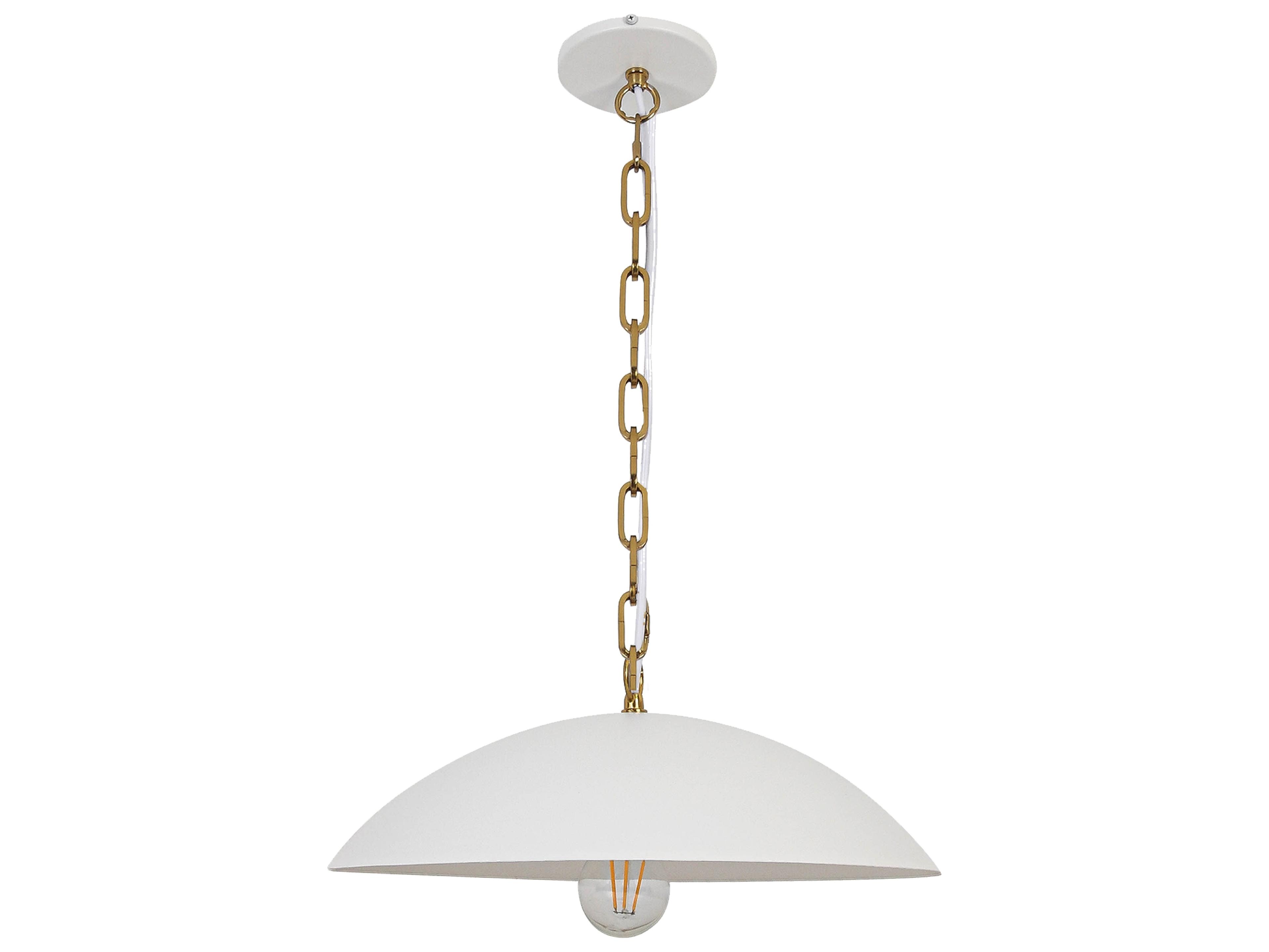 Ofelia 1-Light Matte White Aged Brass Dome Pendant