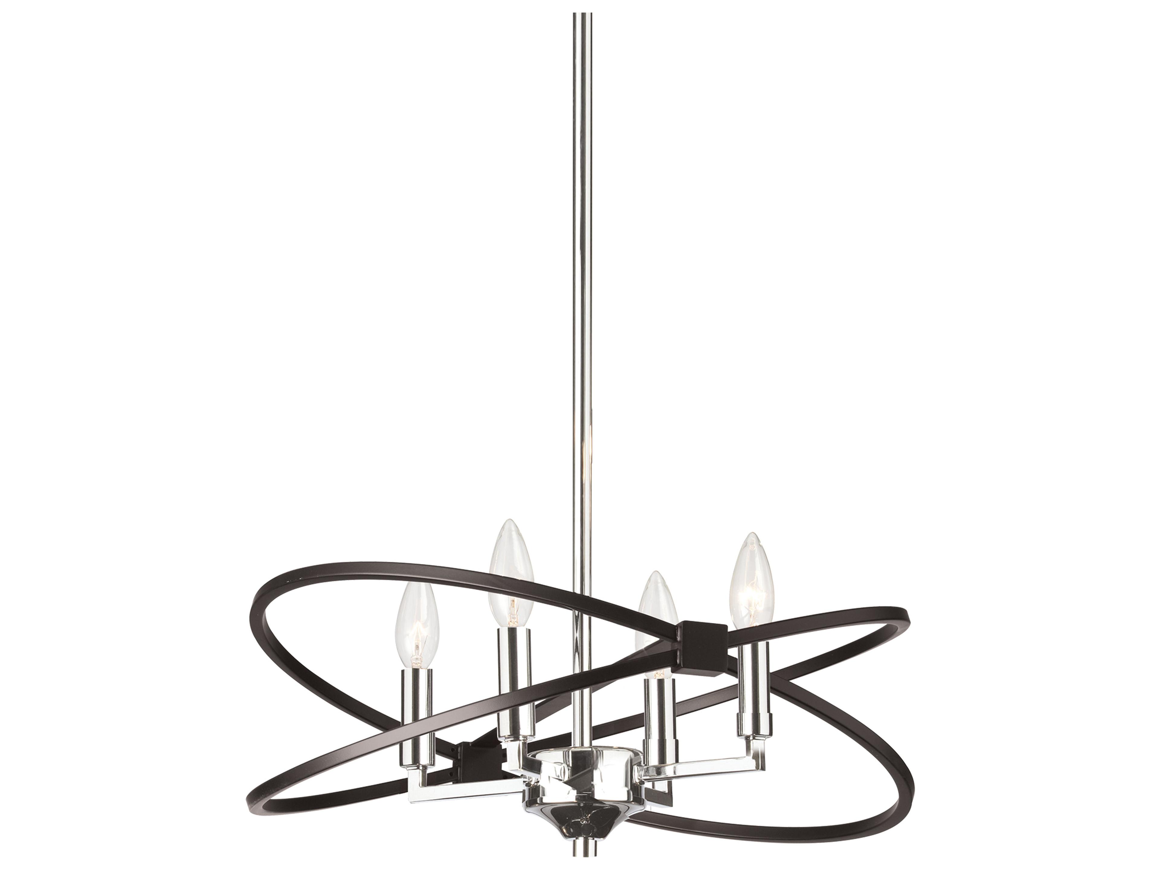 Dainolite Paloma 4-Light Polished Chrome Matte Black Chandelier