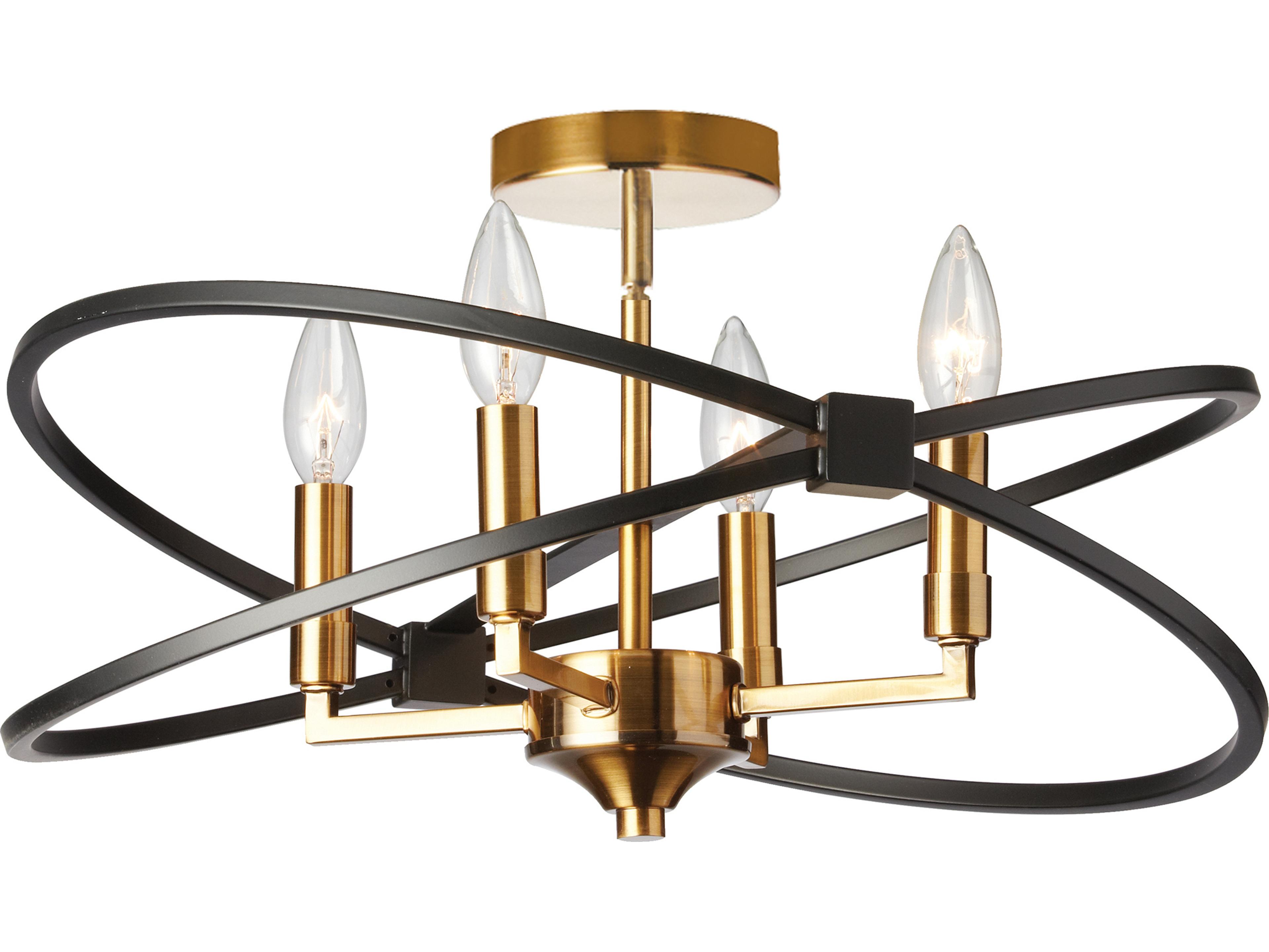 Dainolite Paloma 4-Light Vintage Bronze Matte Black Semi Flush Mount