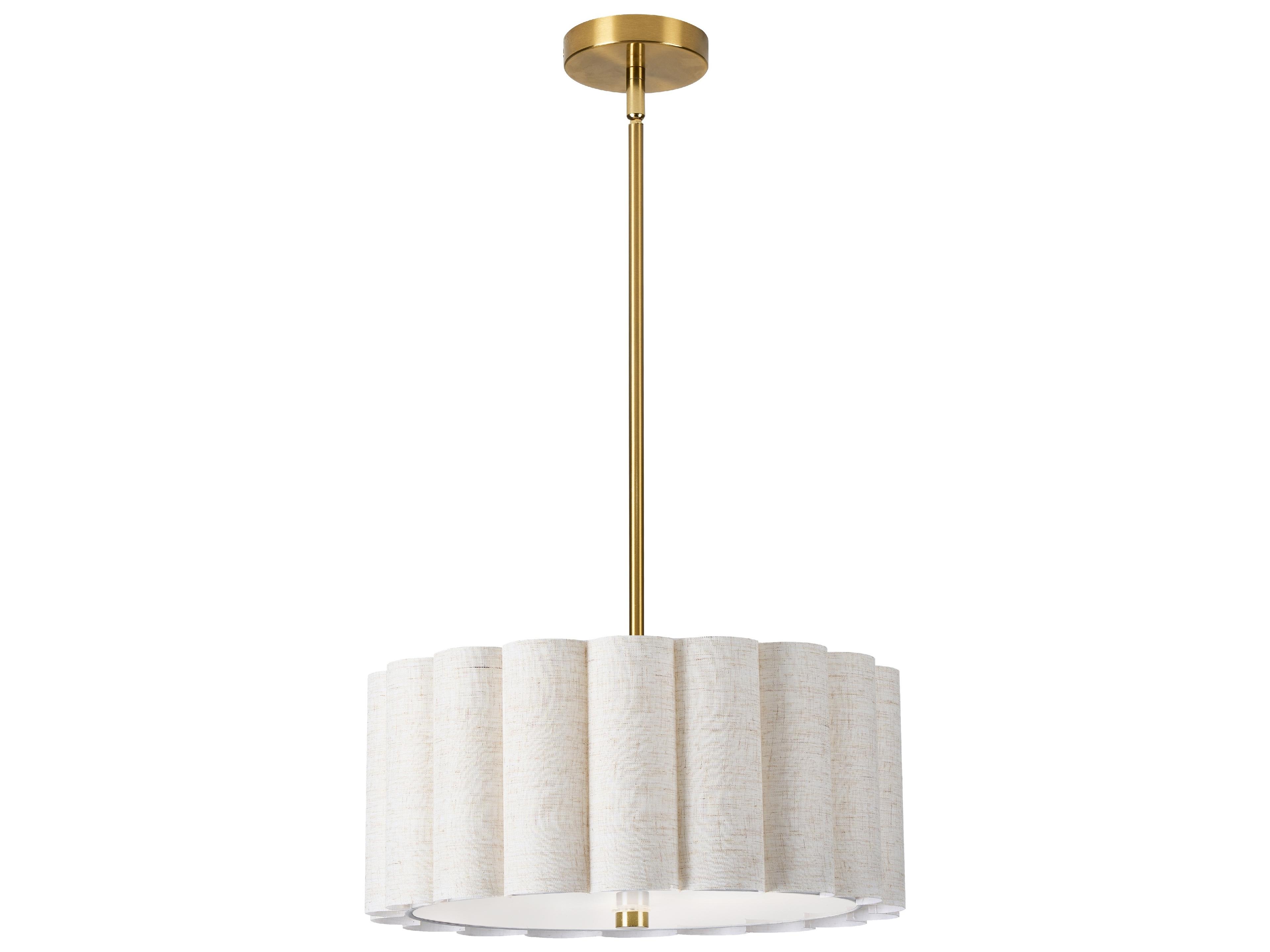 Dainolite Pacifica 3-Light Flax Aged Brass Drum Pendant
