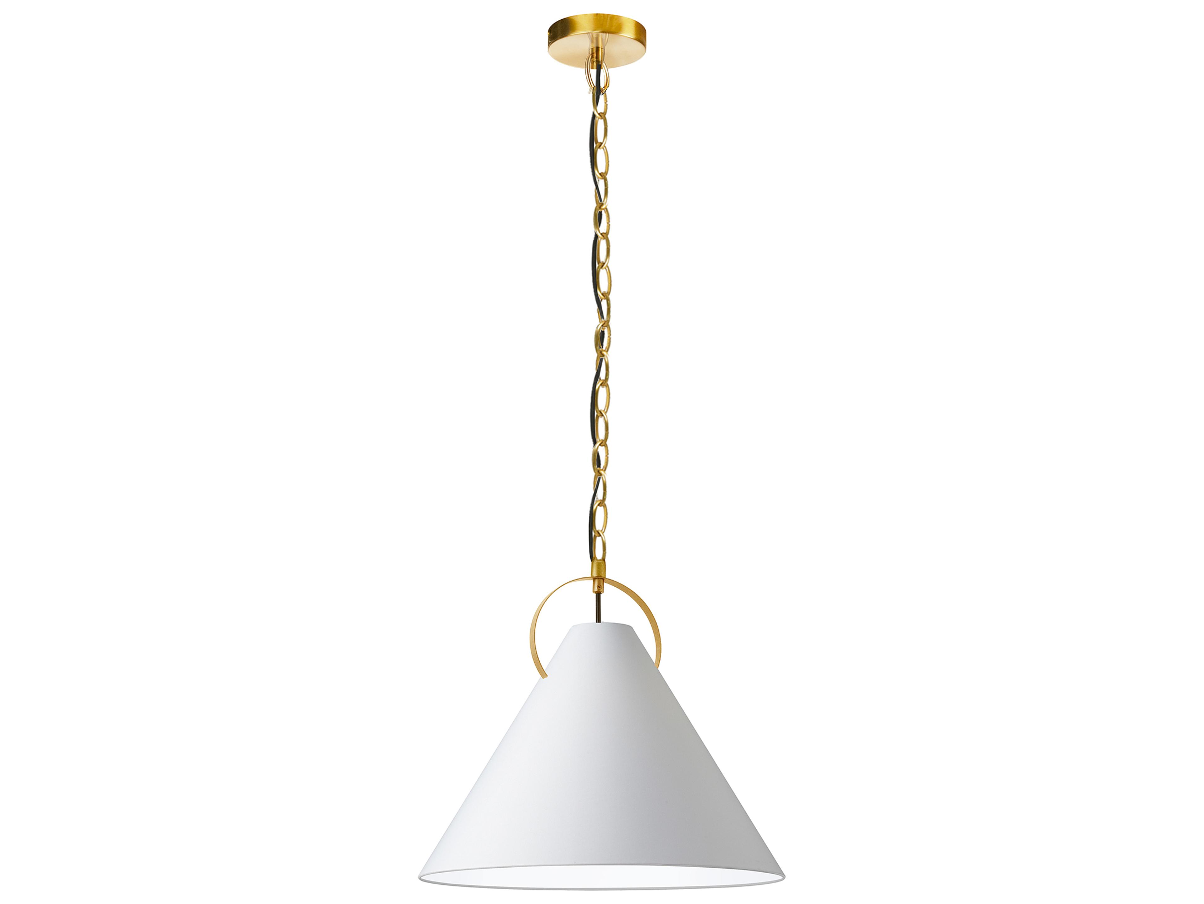 Dainolite Princeton 1-Light Aged Brass White Pendant