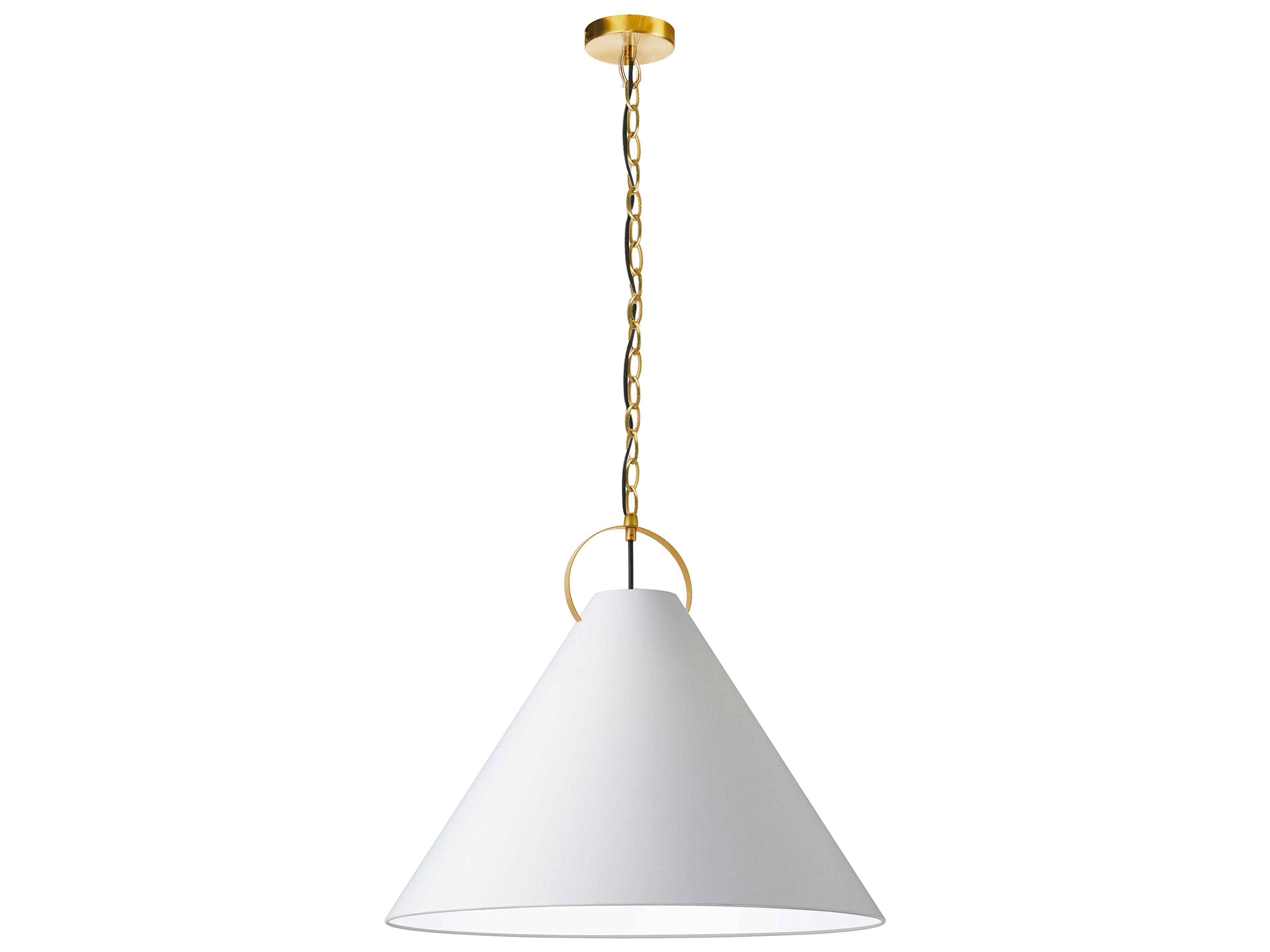 Dainolite Princeton 1-Light Aged Brass White Pendant
