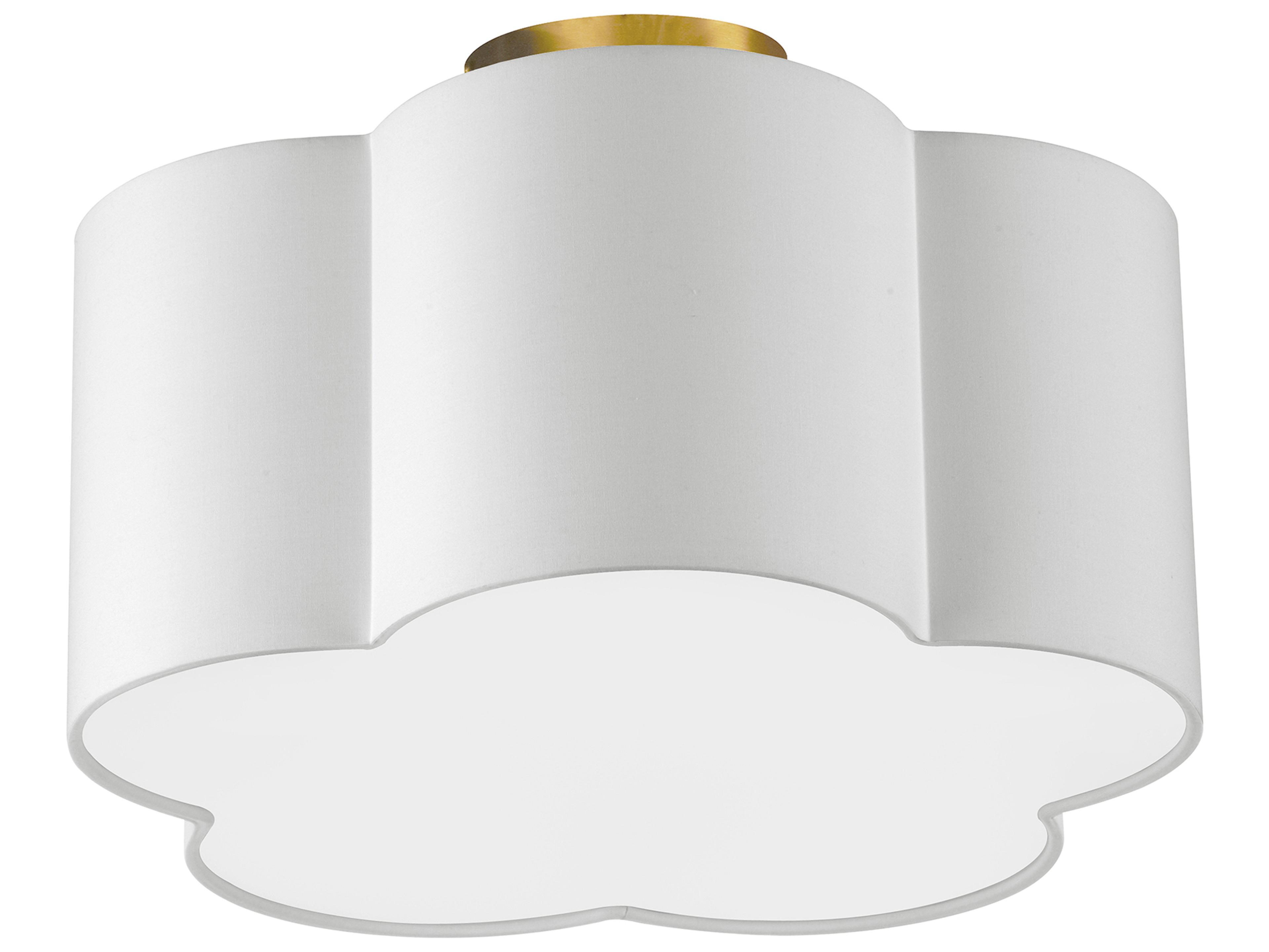 Dainolite Phlox 3-Light Aged Brass White Drum Flush Mount