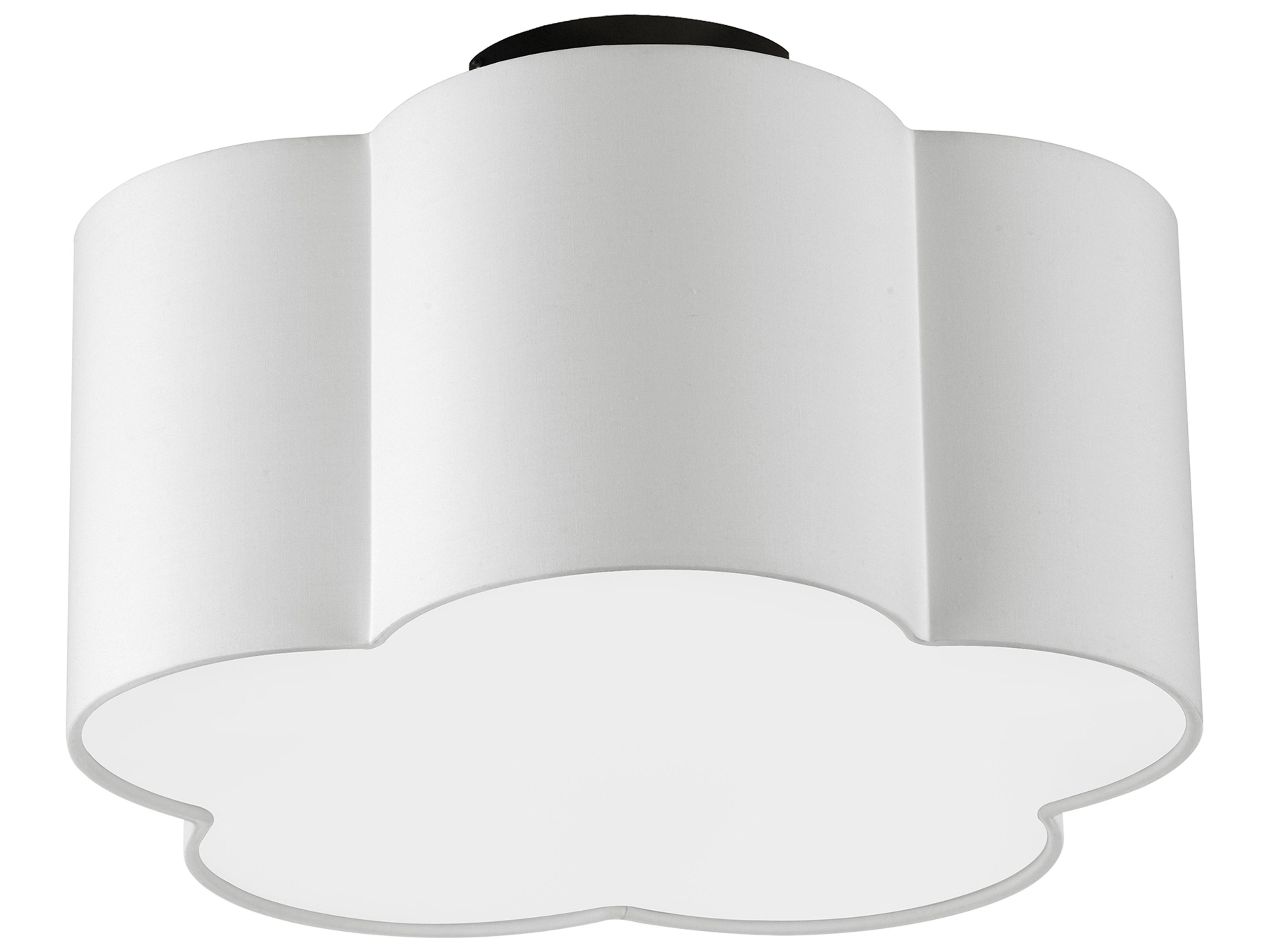 Dainolite Phlox 3-Light Matte Black White Drum Flush Mount