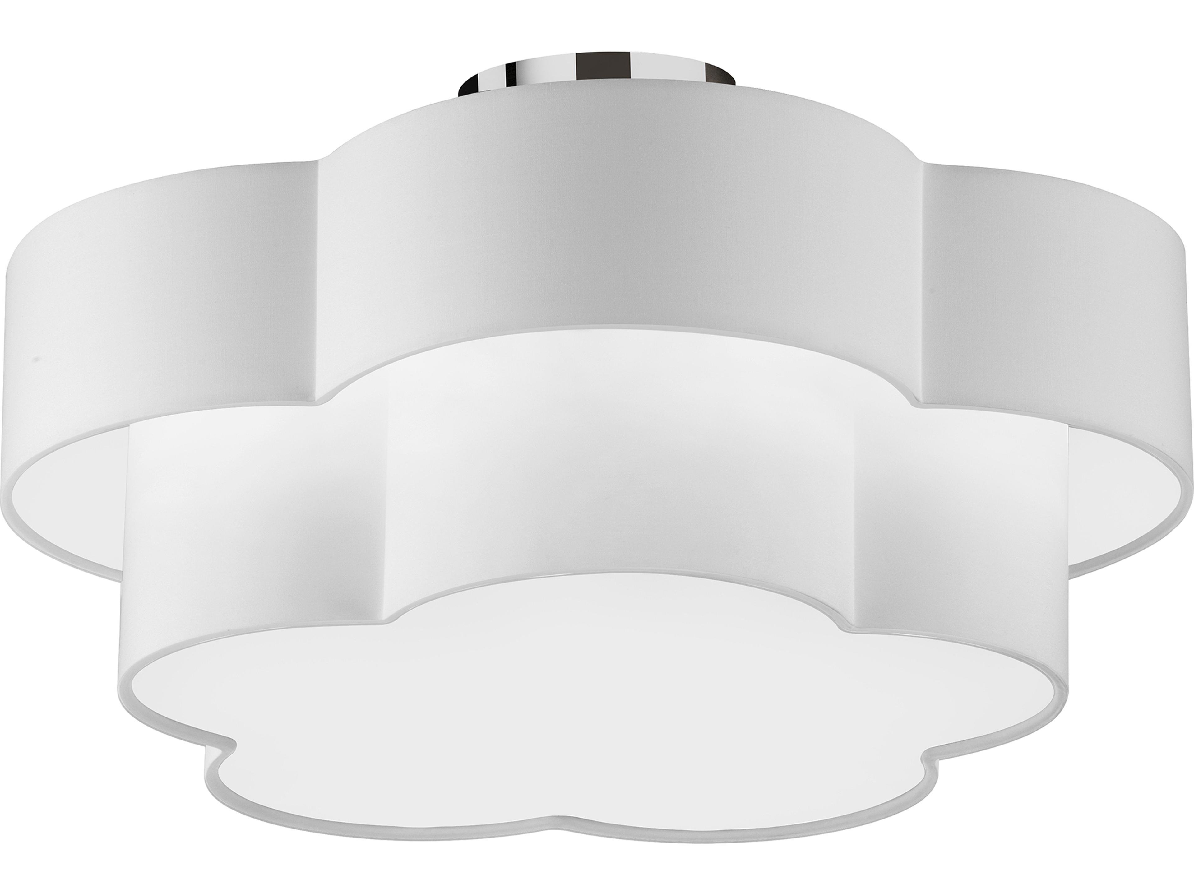 Dainolite Phlox 3-Light Polished Chrome White Drum Flush Mount