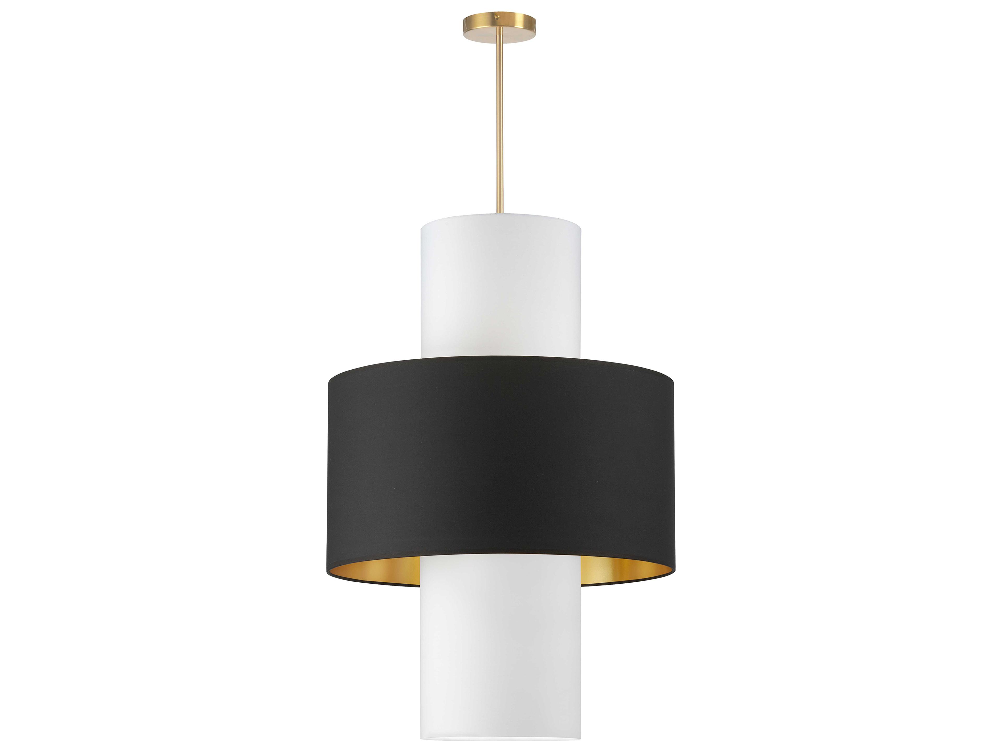 Dainolite Patrona 4-Light Aged Brass White Drum Pendant