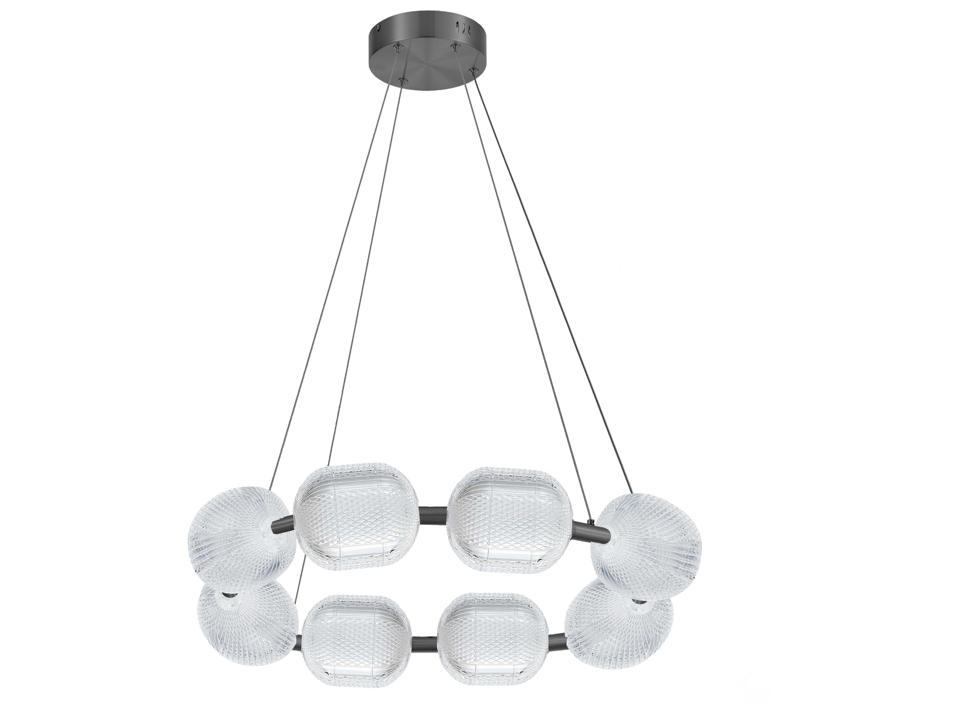 Dainolite Peri 8-Light Matte Black Geometric Round Chandelier
